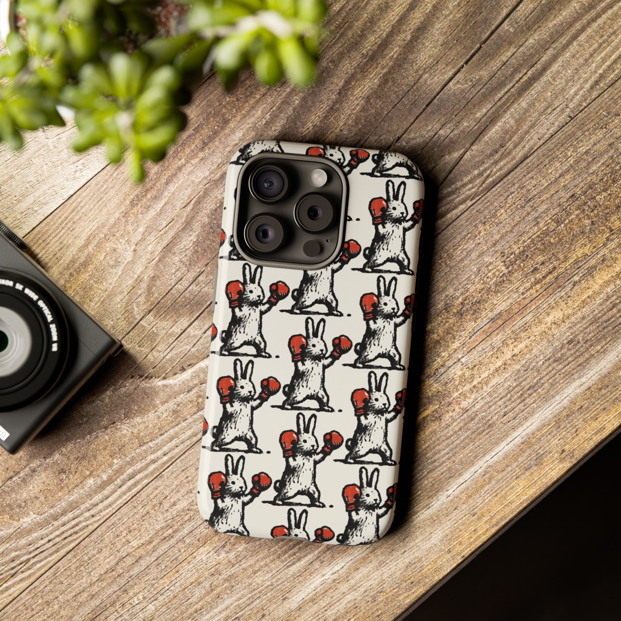 Playful Boxing Bunny Pattern Tough iPhone Case