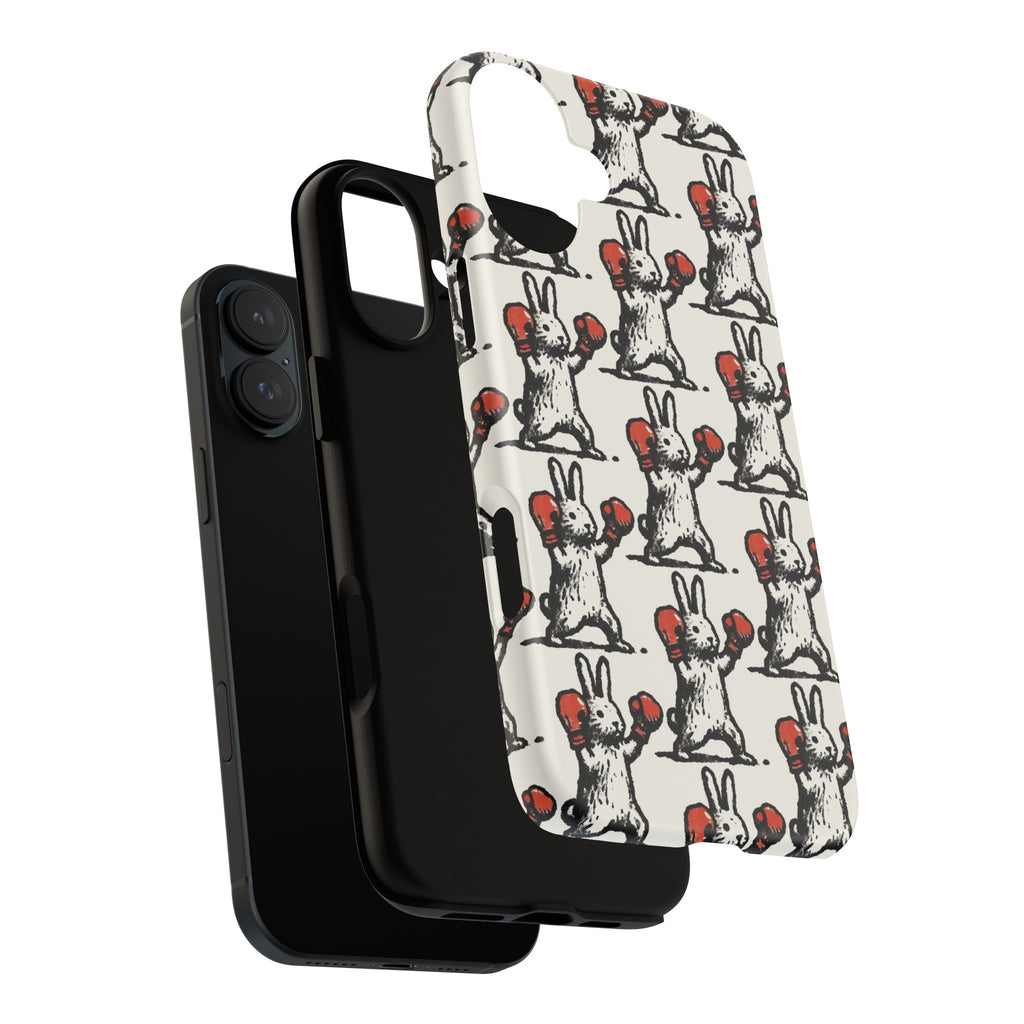 Playful Boxing Bunny Pattern Tough iPhone Case