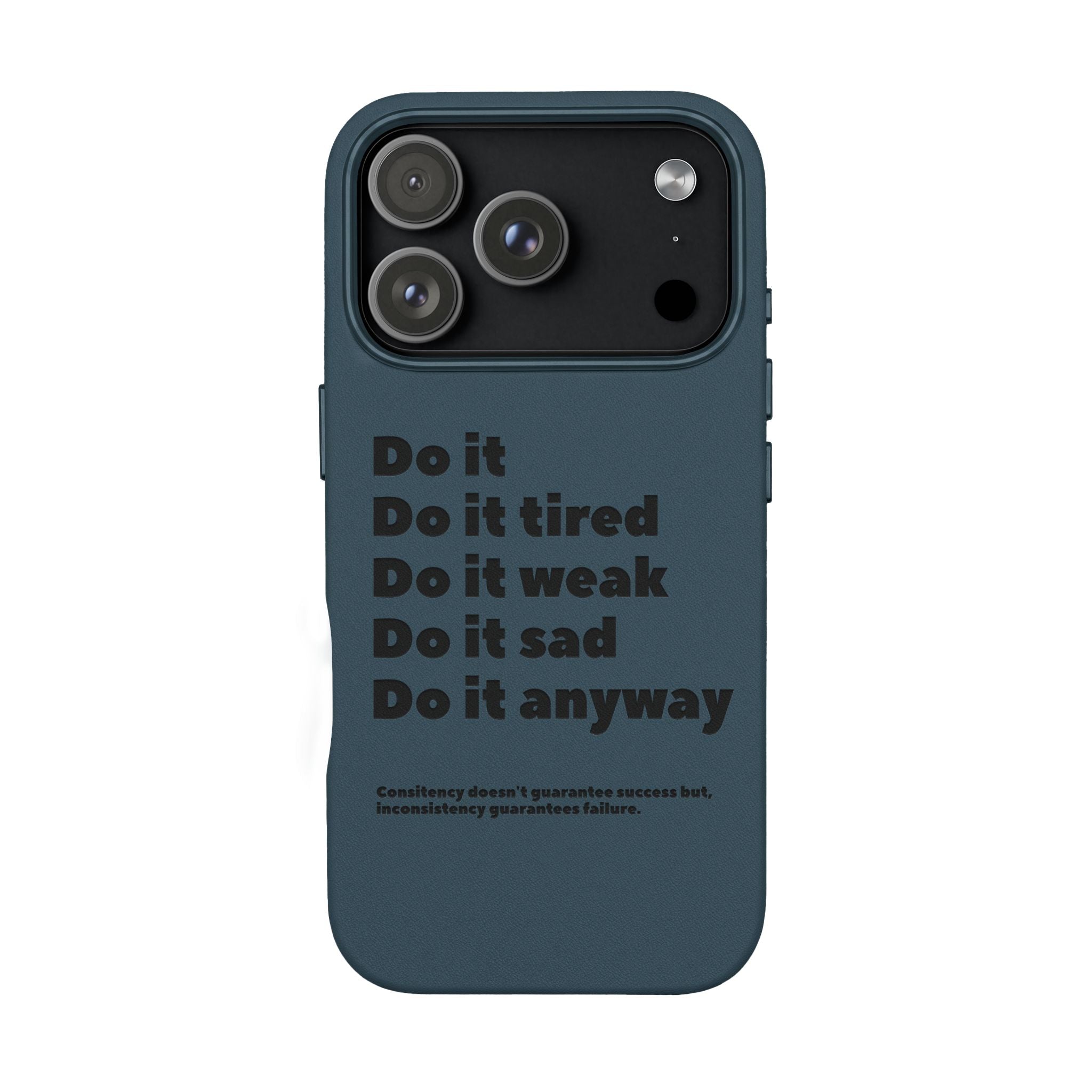 PU Leather Phone Case — Embossed Motivational Quote ‘Do it anyway’