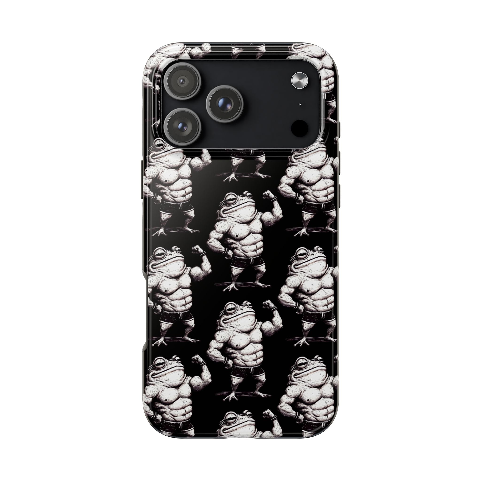Frog Muscle Pattern Phone Case — Tough Black Protective iPhone Cover
