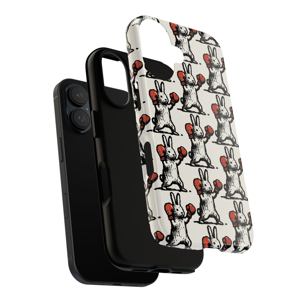 Playful Boxing Bunny Pattern Tough iPhone Case
