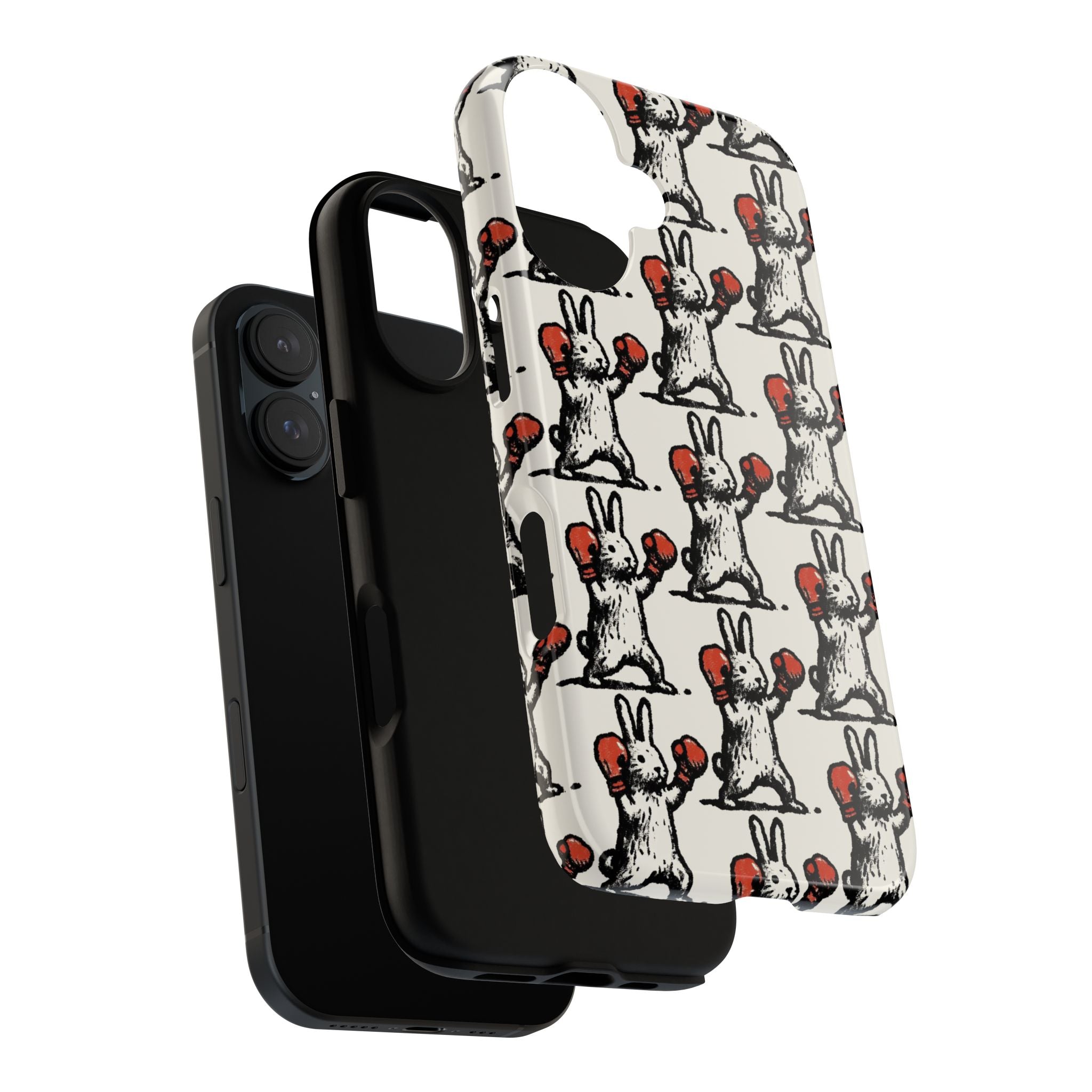 Playful Boxing Bunny Pattern Tough iPhone Case
