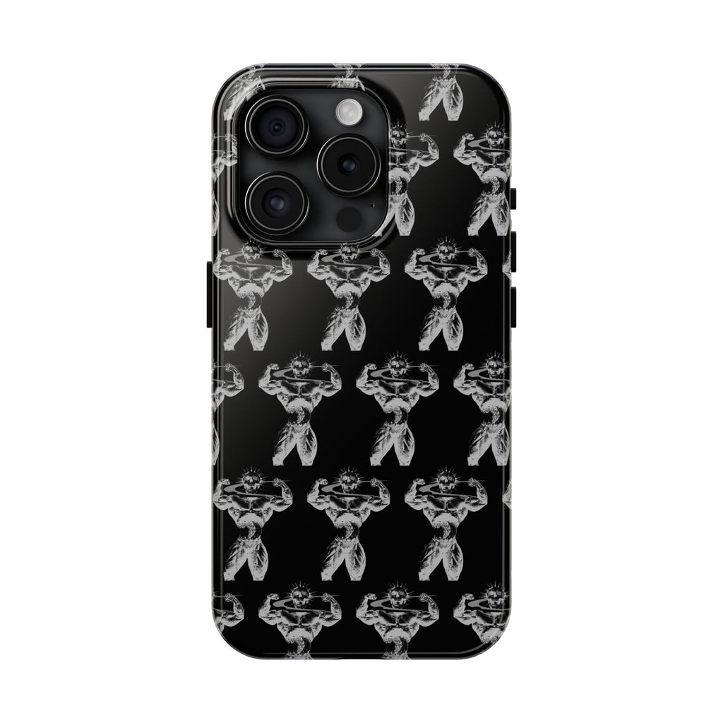 Black Tough Phone Case with White Moth Pattern — Protective iPhone Case, Gothic Nature Vibe