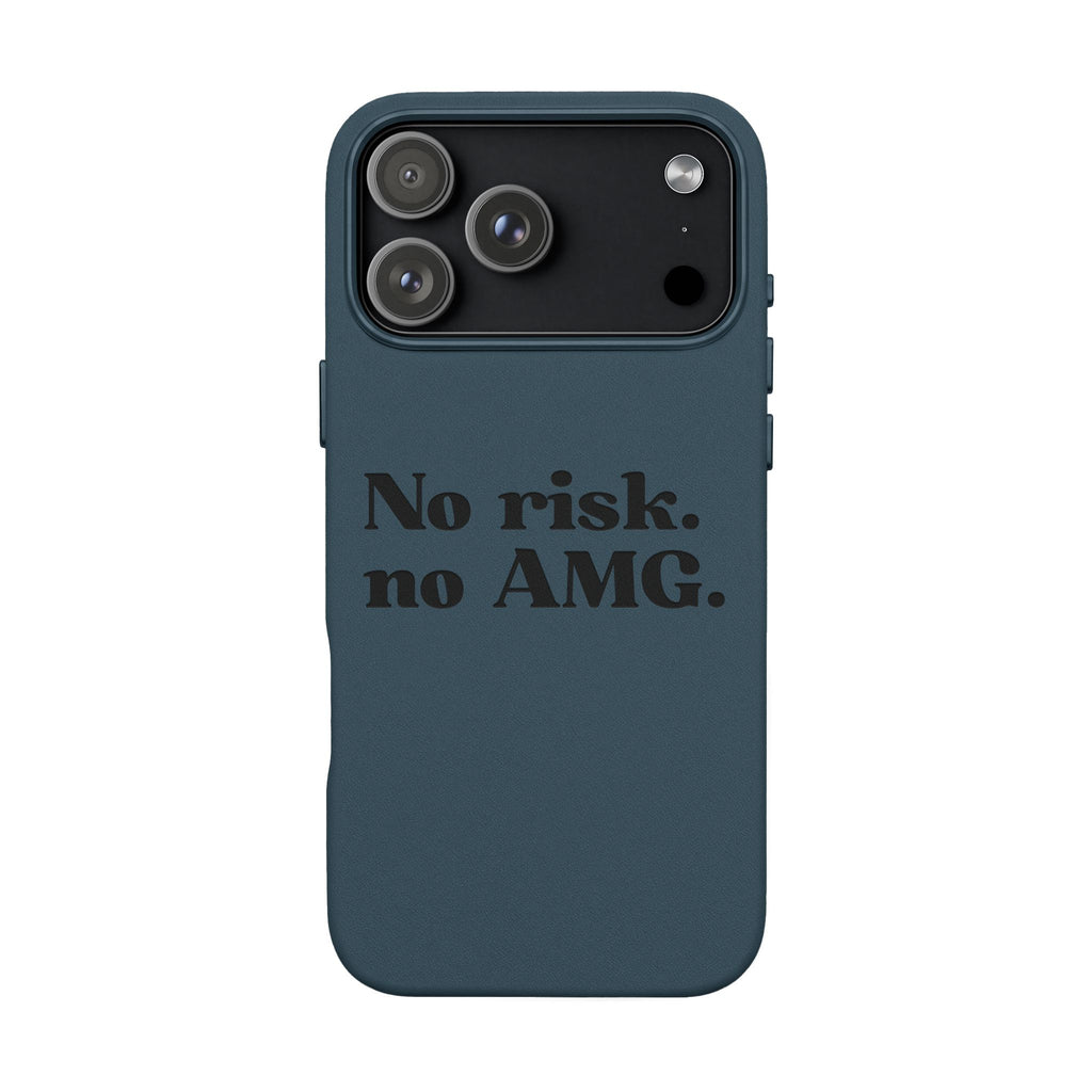 Engraved “No risk. no AMG.” Brown PU Leather Phone Case