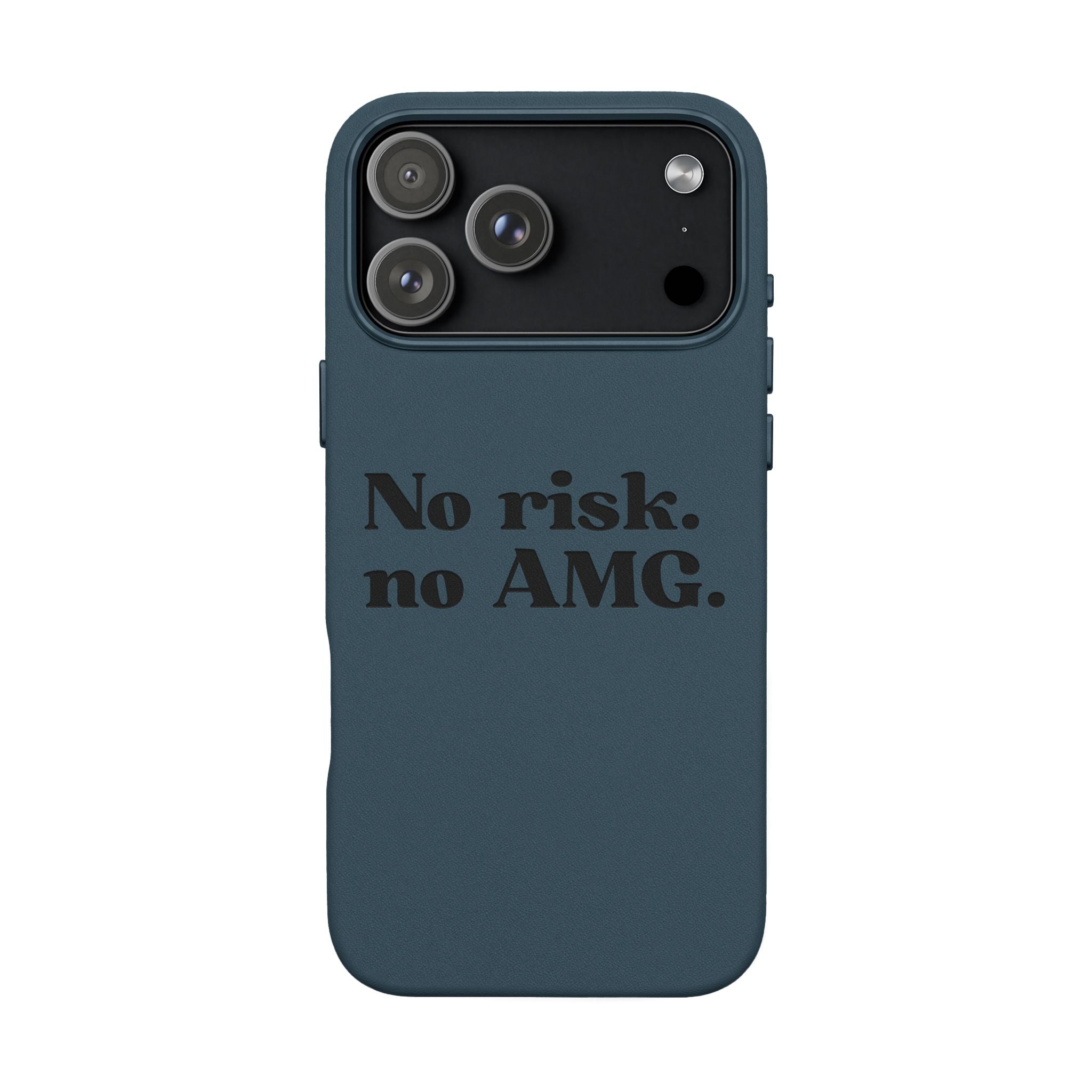 Engraved “No risk. no AMG.” Brown PU Leather Phone Case