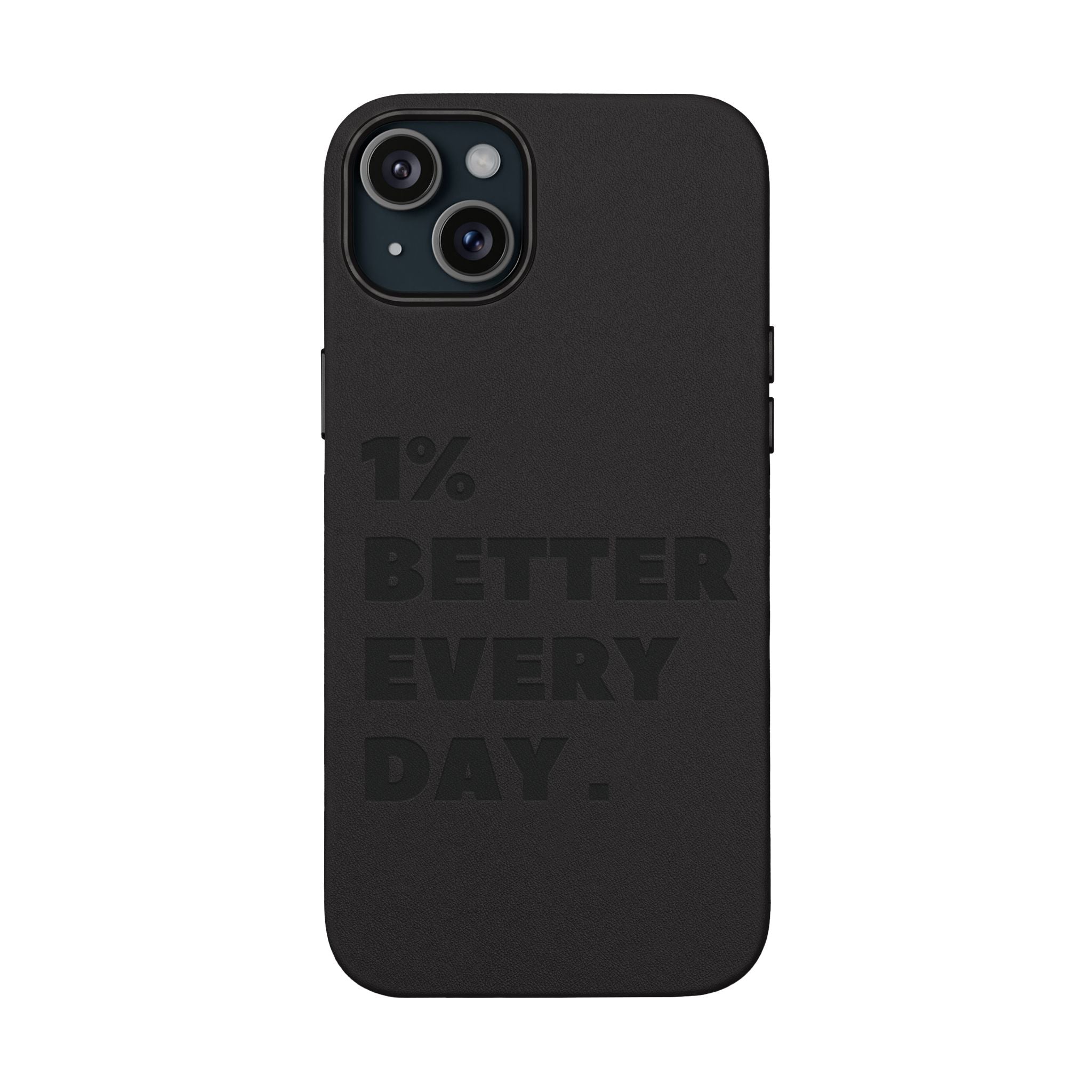 "1% Better Every Day" PU Leather Phone Case — Embossed Motivational iPhone Cover