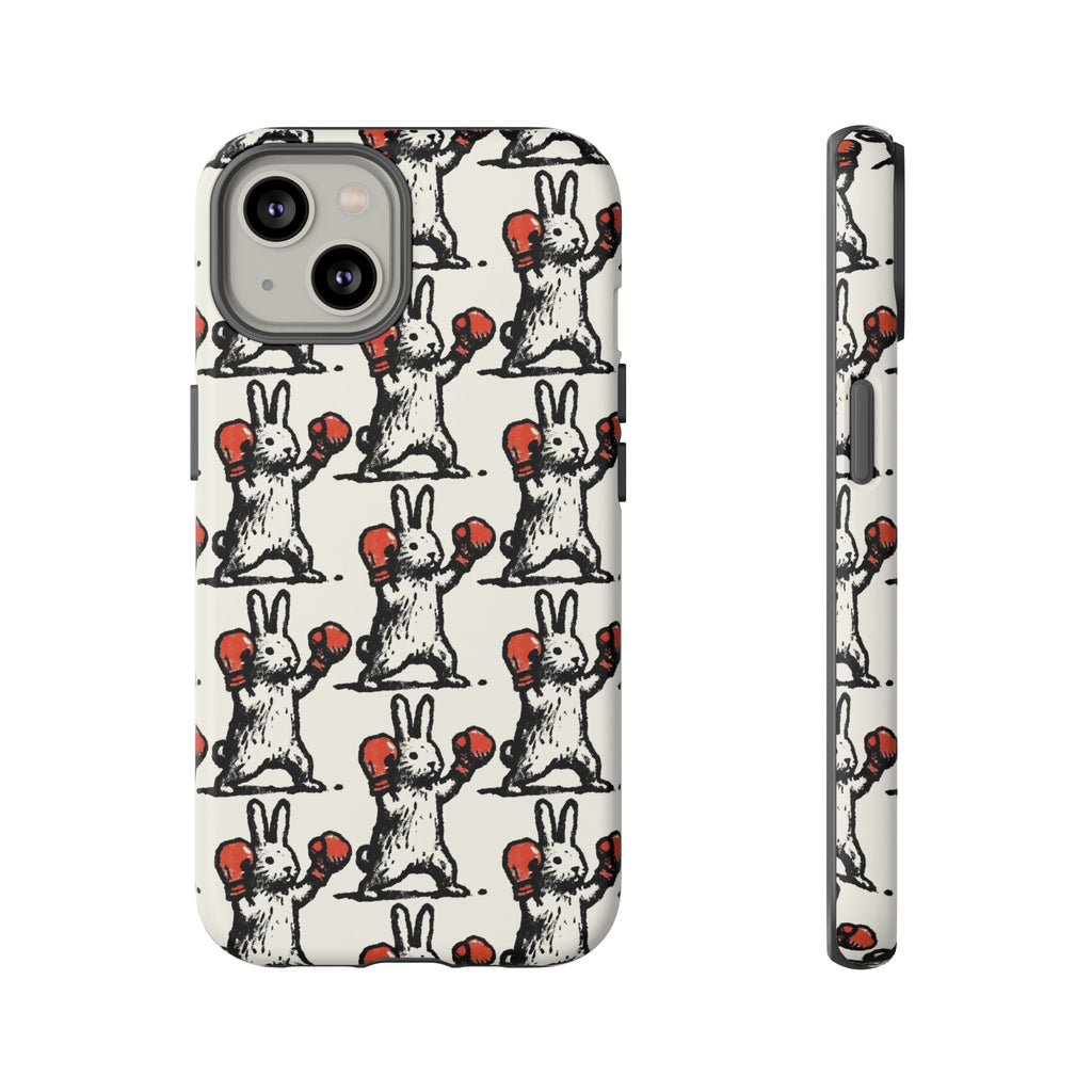 Playful Boxing Bunny Pattern Tough iPhone Case