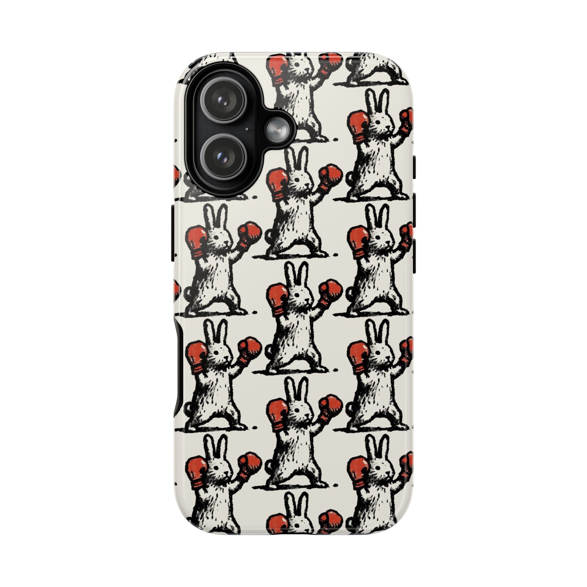 Playful Boxing Bunny Pattern Tough iPhone Case