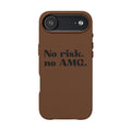 Engraved “No risk. no AMG.” Brown PU Leather Phone Case