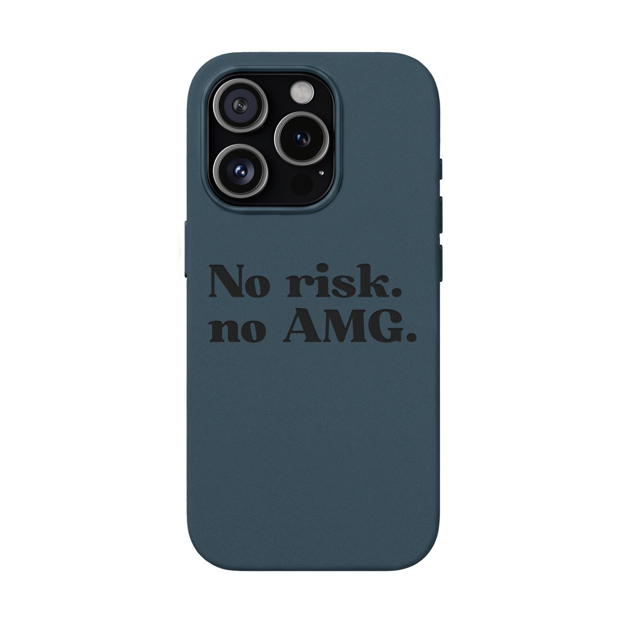 Engraved “No risk. no AMG.” Brown PU Leather Phone Case