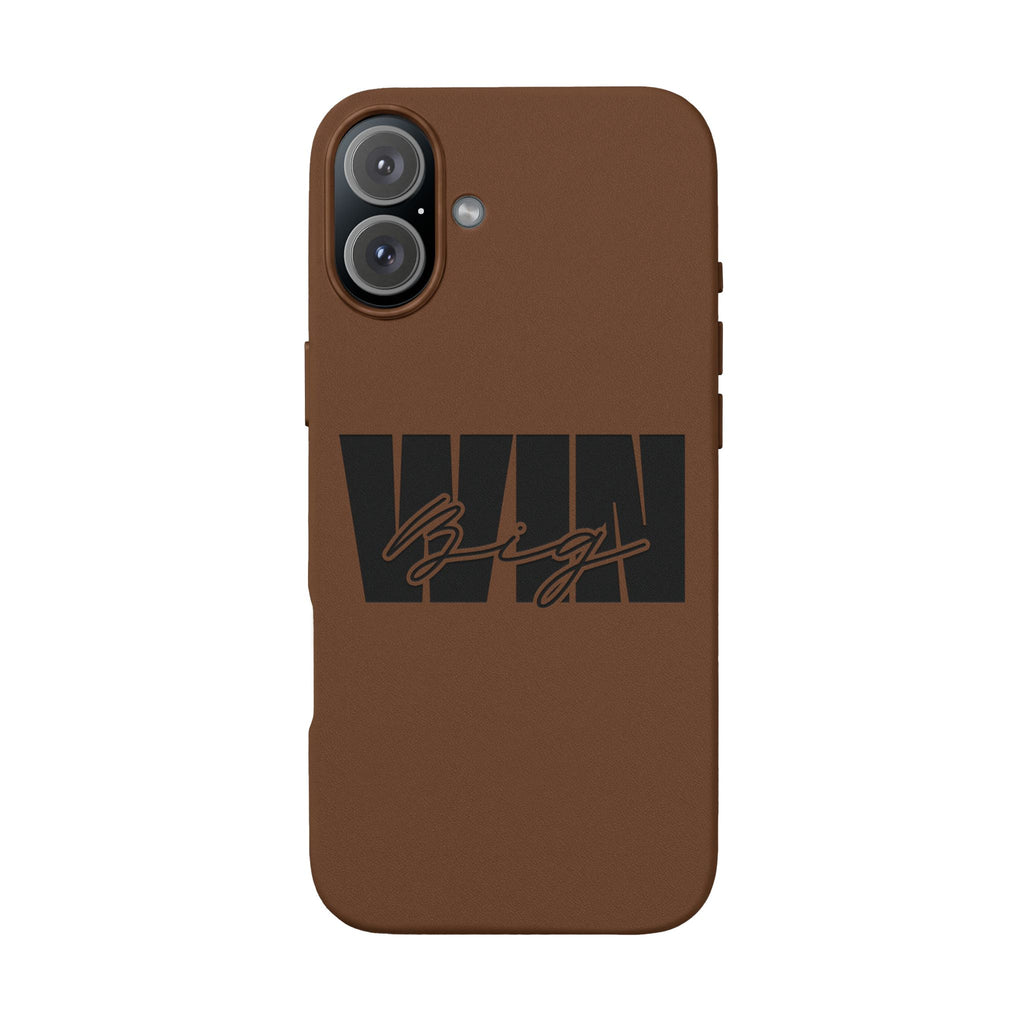 Engraved PU Leather Phone Case—Brown Signature Stripe Design