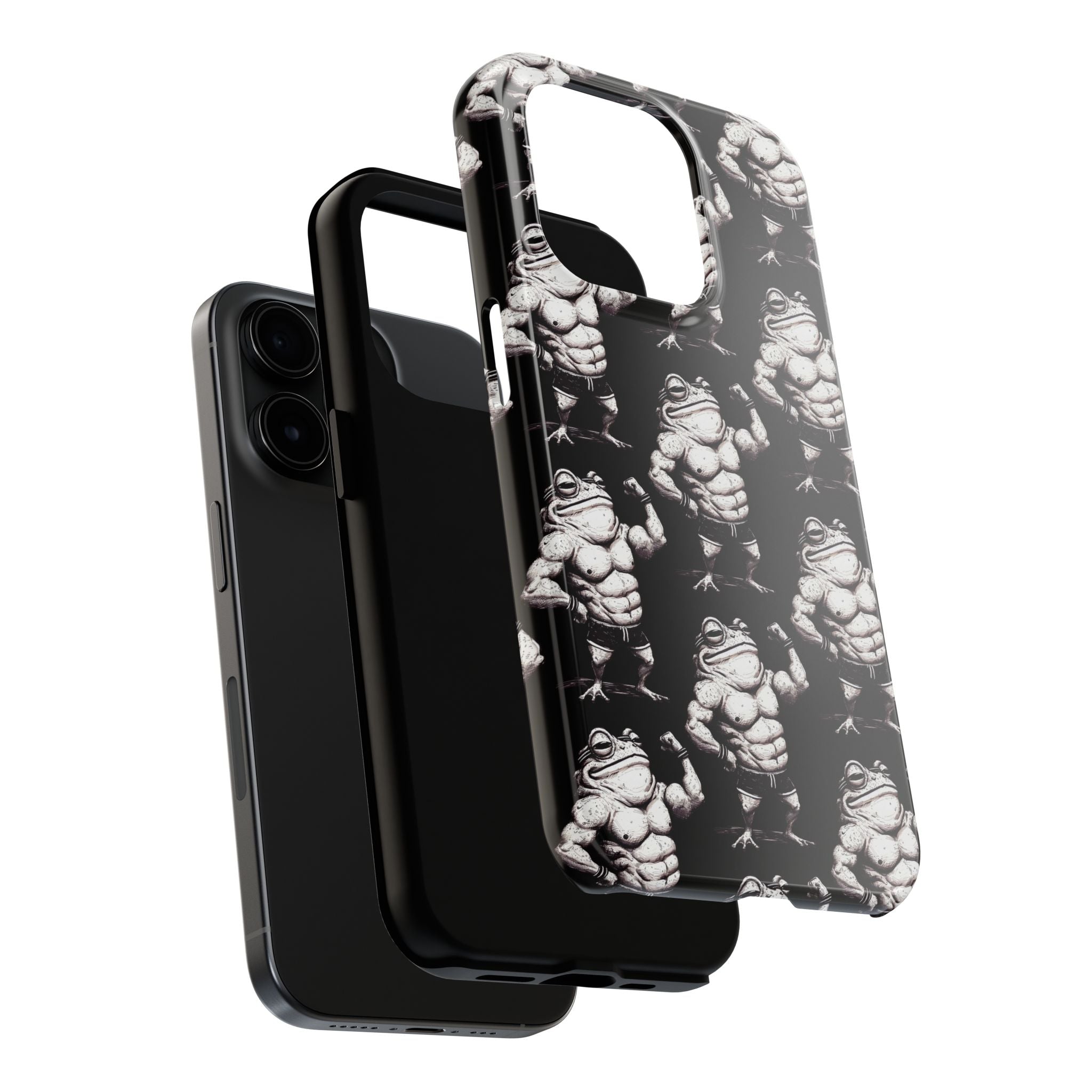 Frog Muscle Pattern Phone Case — Tough Black Protective iPhone Cover
