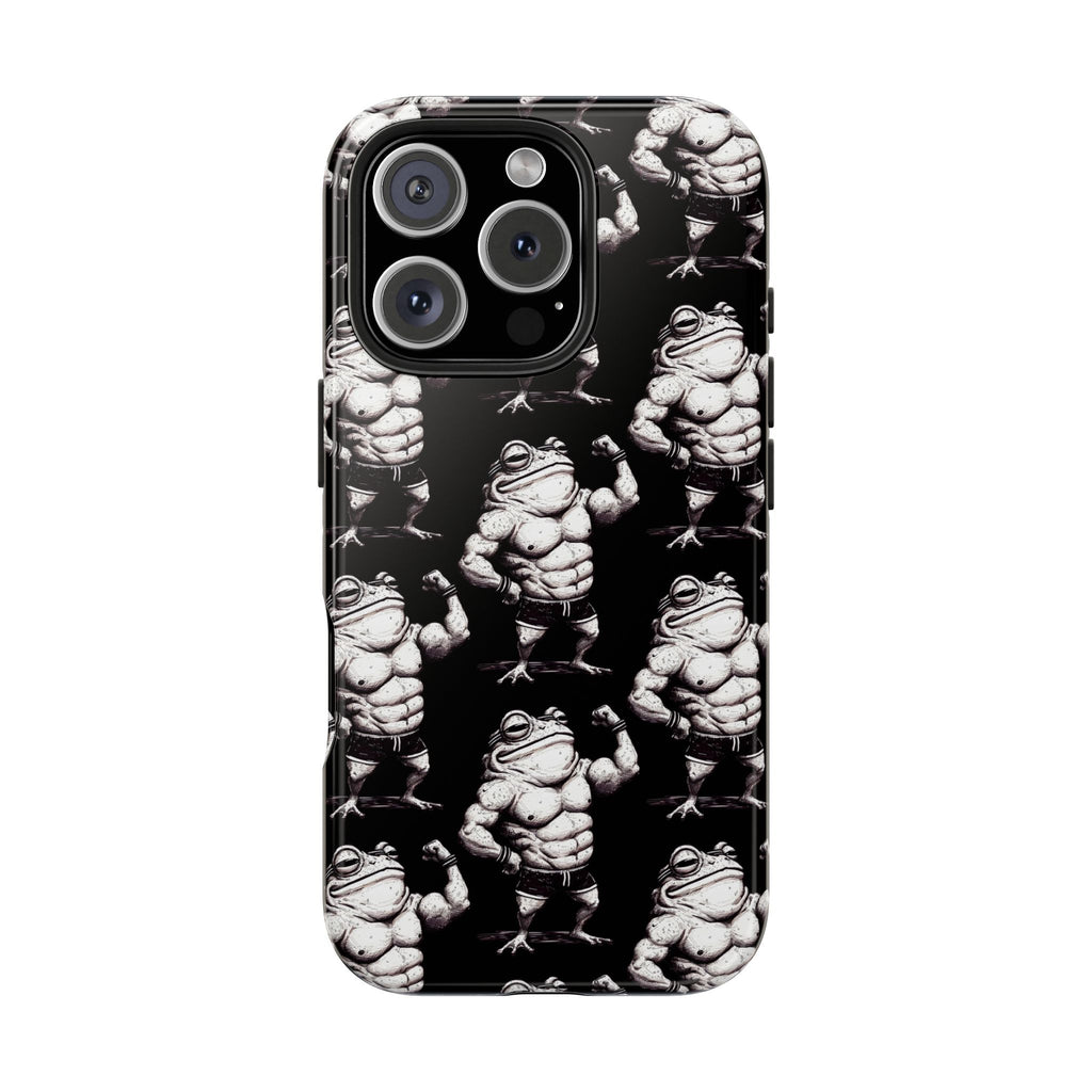 Frog Muscle Pattern Phone Case — Tough Black Protective iPhone Cover