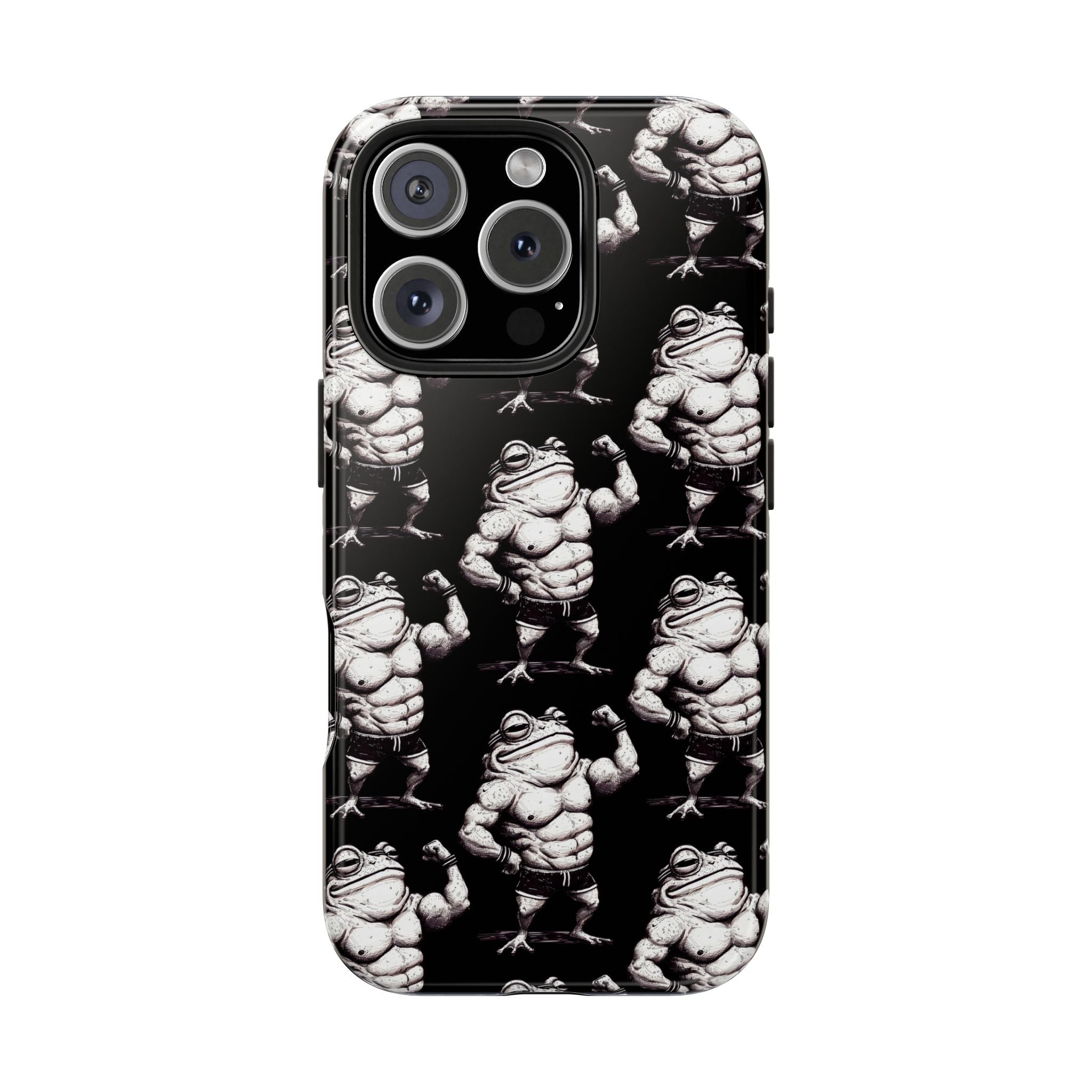 Frog Muscle Pattern Phone Case — Tough Black Protective iPhone Cover