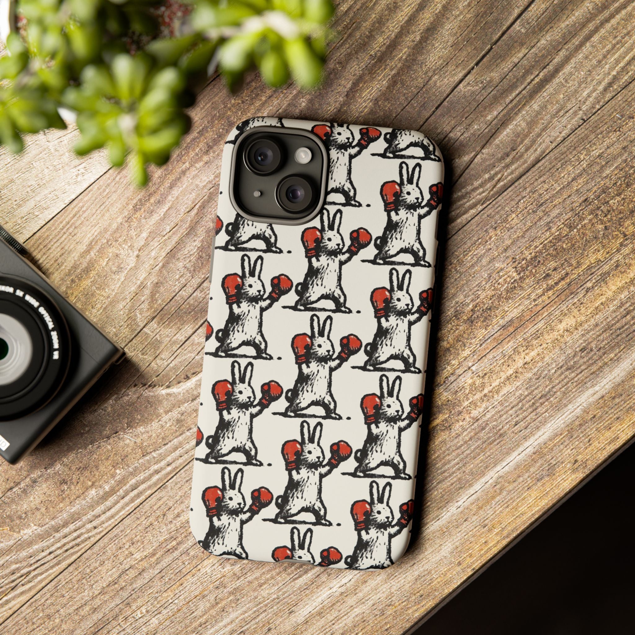 Playful Boxing Bunny Pattern Tough iPhone Case