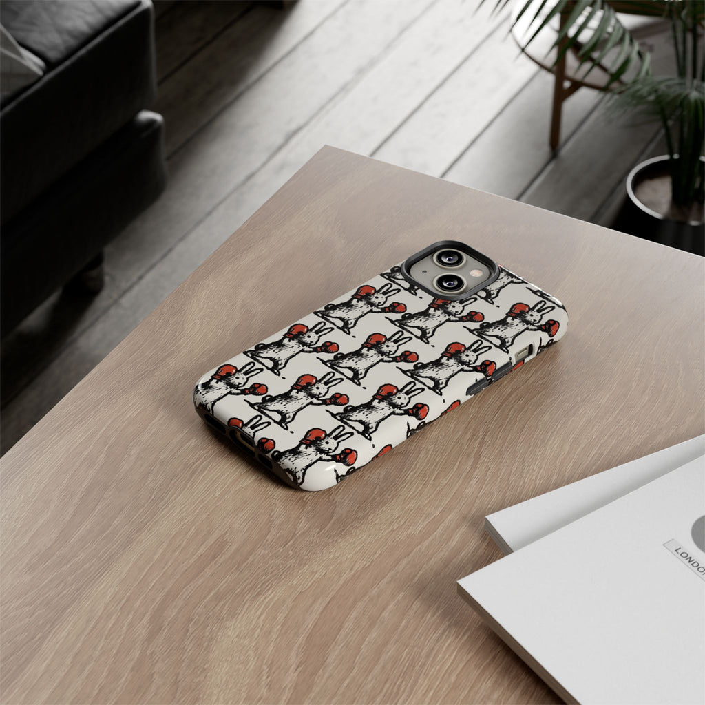 Playful Boxing Bunny Pattern Tough iPhone Case