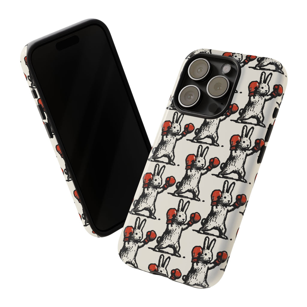 Playful Boxing Bunny Pattern Tough iPhone Case