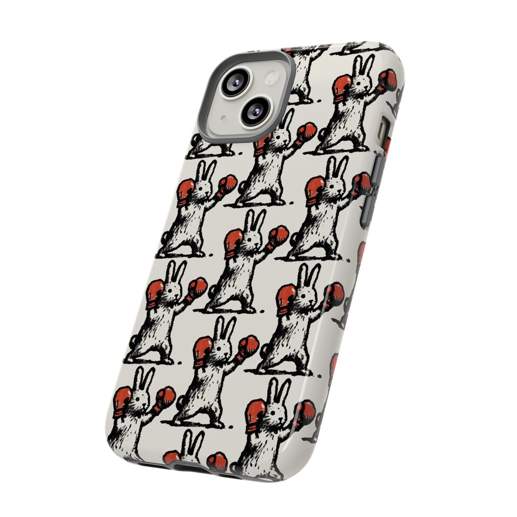 Playful Boxing Bunny Pattern Tough iPhone Case