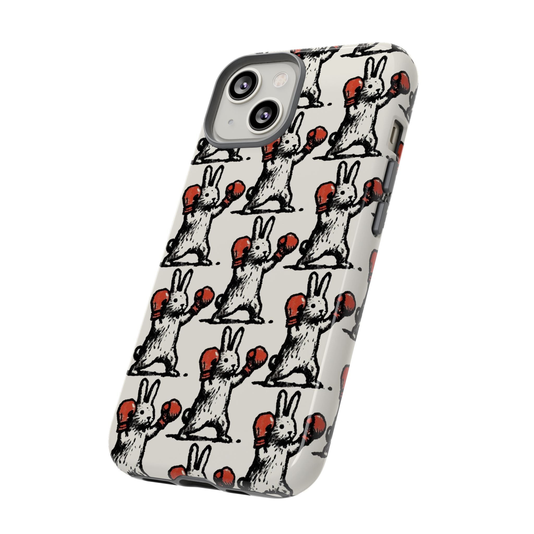 Playful Boxing Bunny Pattern Tough iPhone Case