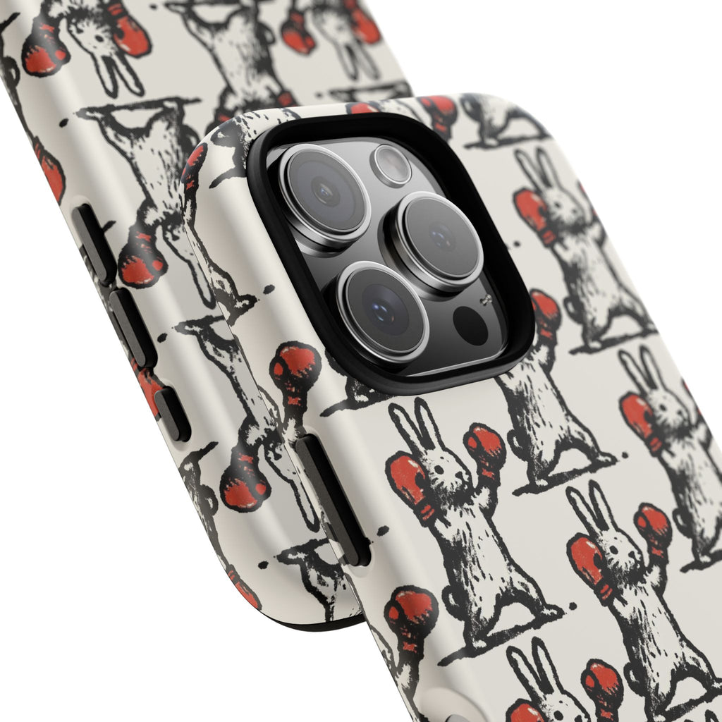 Playful Boxing Bunny Pattern Tough iPhone Case