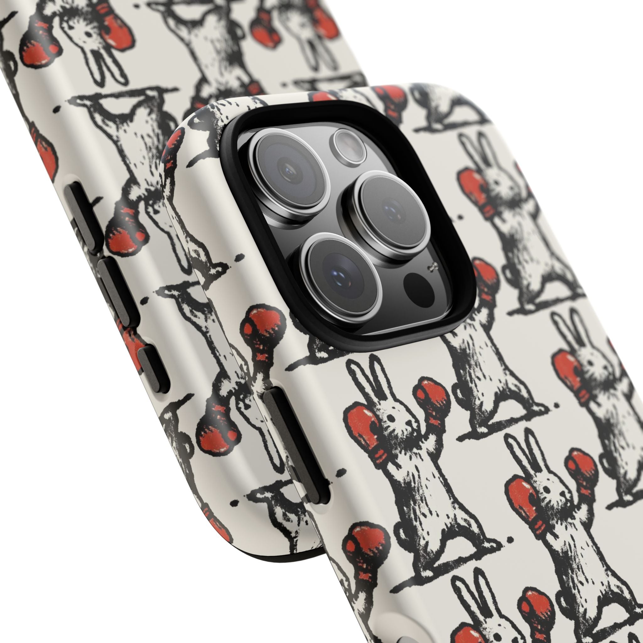 Playful Boxing Bunny Pattern Tough iPhone Case