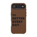 "1% Better Every Day" PU Leather Phone Case — Embossed Motivational iPhone Cover