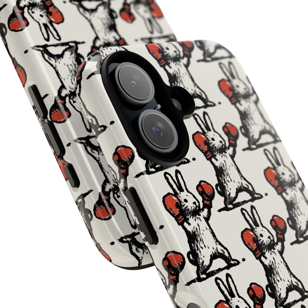 Playful Boxing Bunny Pattern Tough iPhone Case