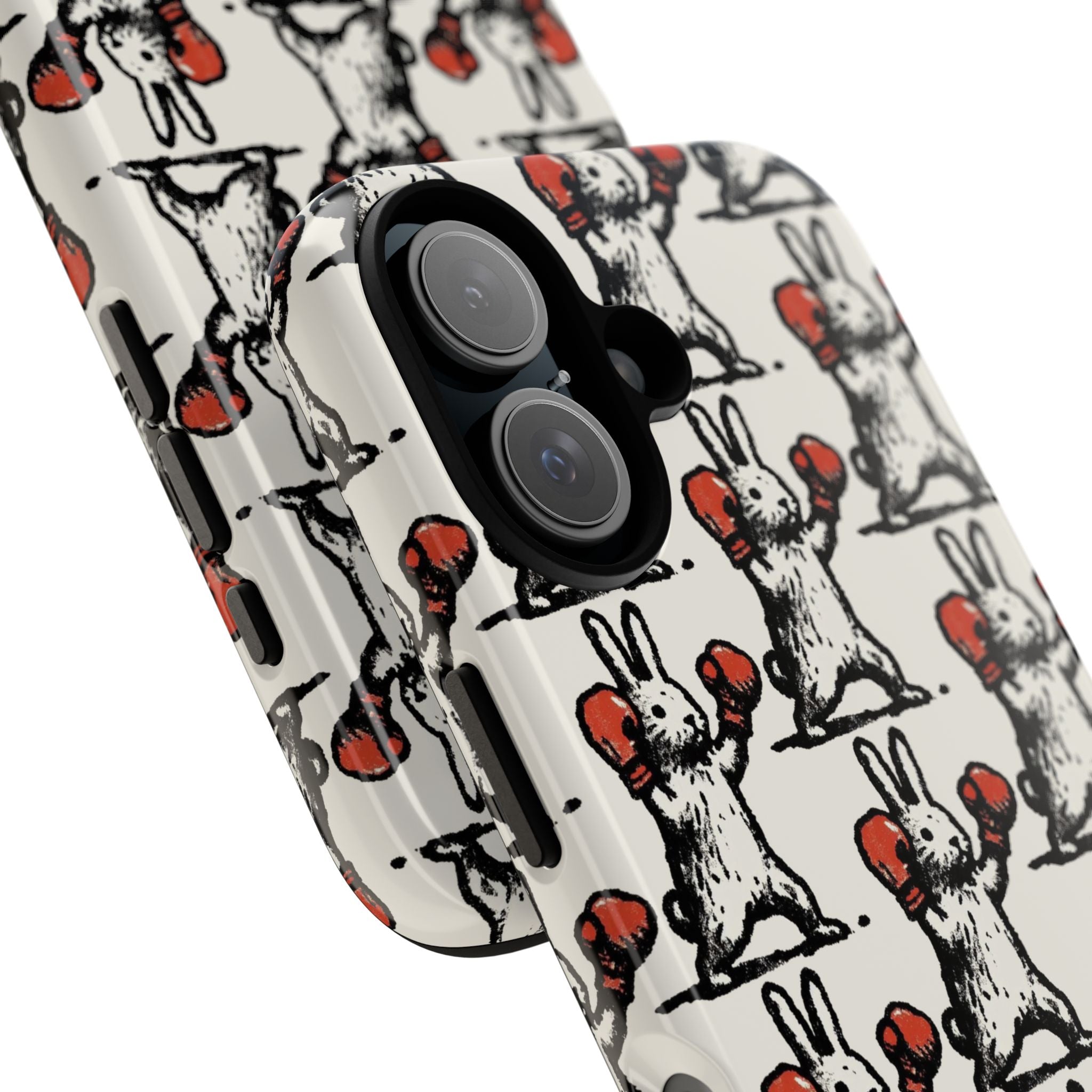 Playful Boxing Bunny Pattern Tough iPhone Case