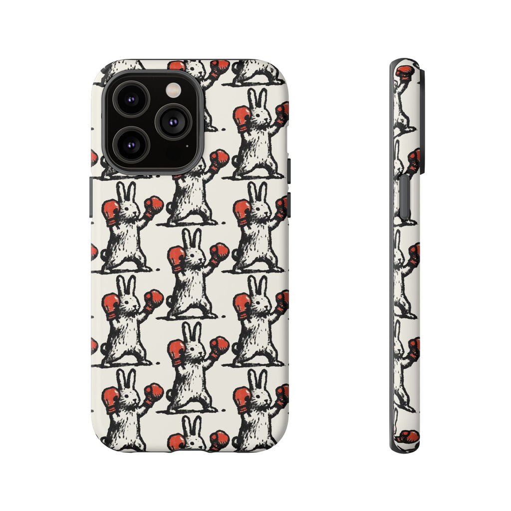 Playful Boxing Bunny Pattern Tough iPhone Case