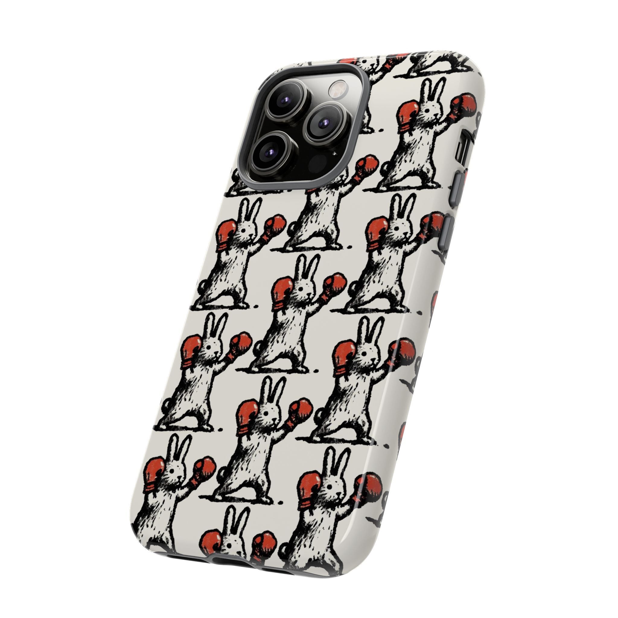 Playful Boxing Bunny Pattern Tough iPhone Case
