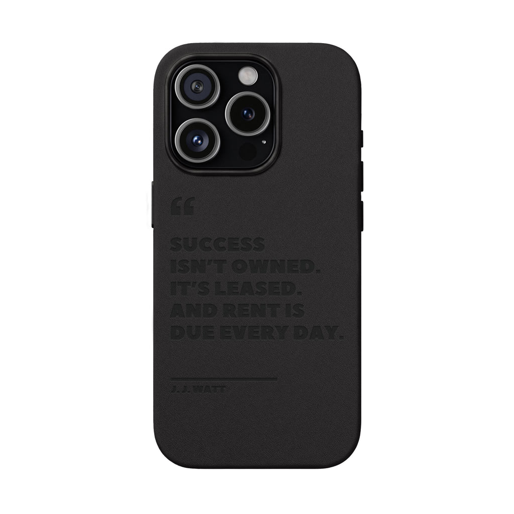 "Success Isn't Owned" Engraved PU Leather Phone Case