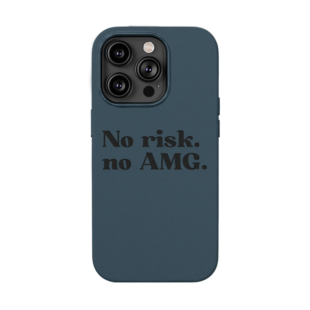 Engraved “No risk. no AMG.” Brown PU Leather Phone Case