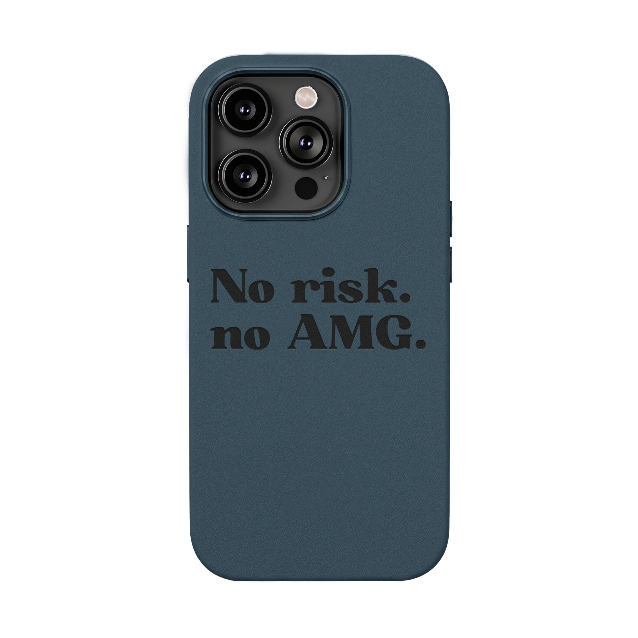 Engraved “No risk. no AMG.” Brown PU Leather Phone Case