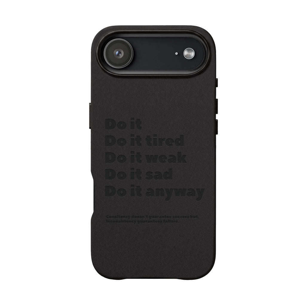 PU Leather Phone Case — Embossed Motivational Quote ‘Do it anyway’
