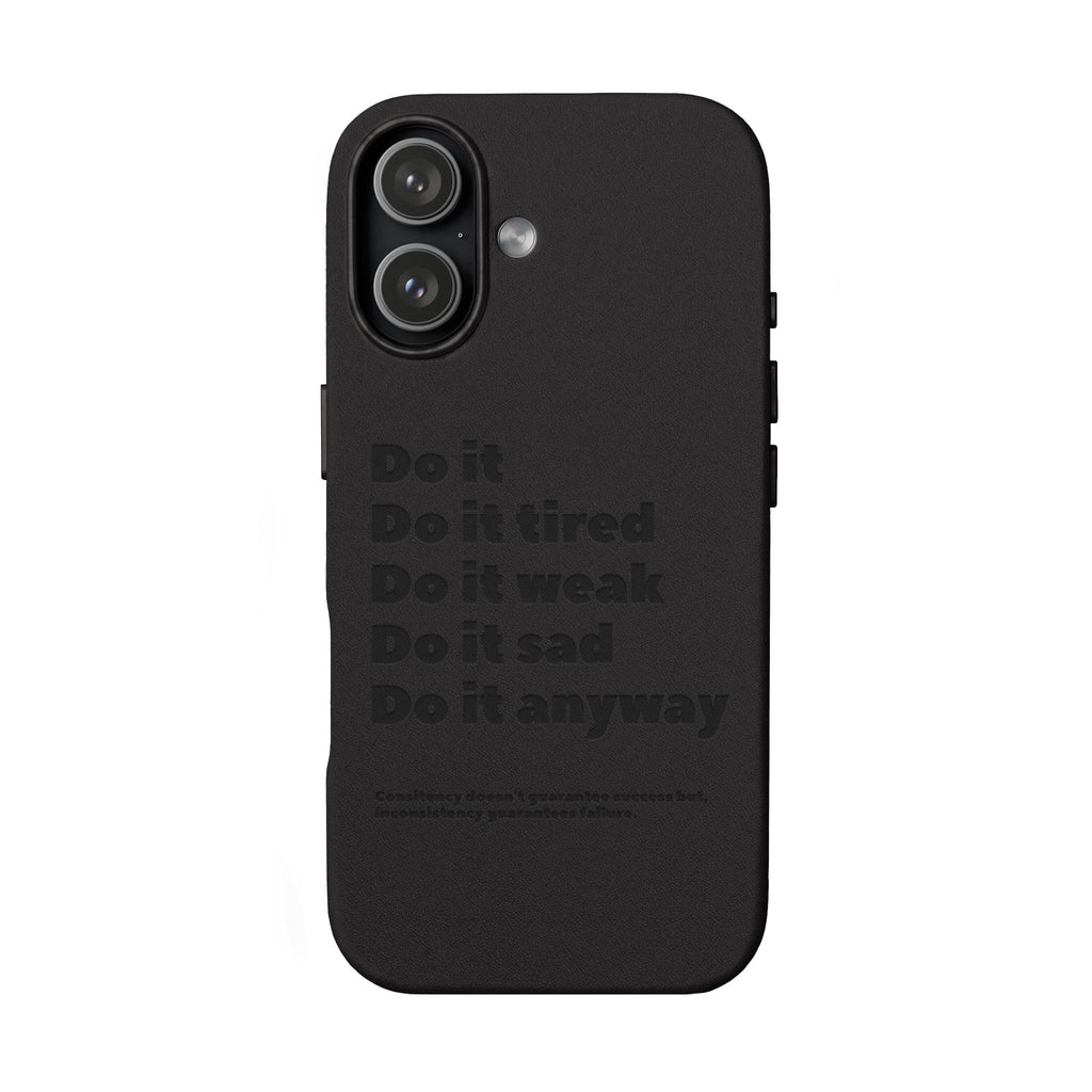 PU Leather Phone Case — Embossed Motivational Quote ‘Do it anyway’