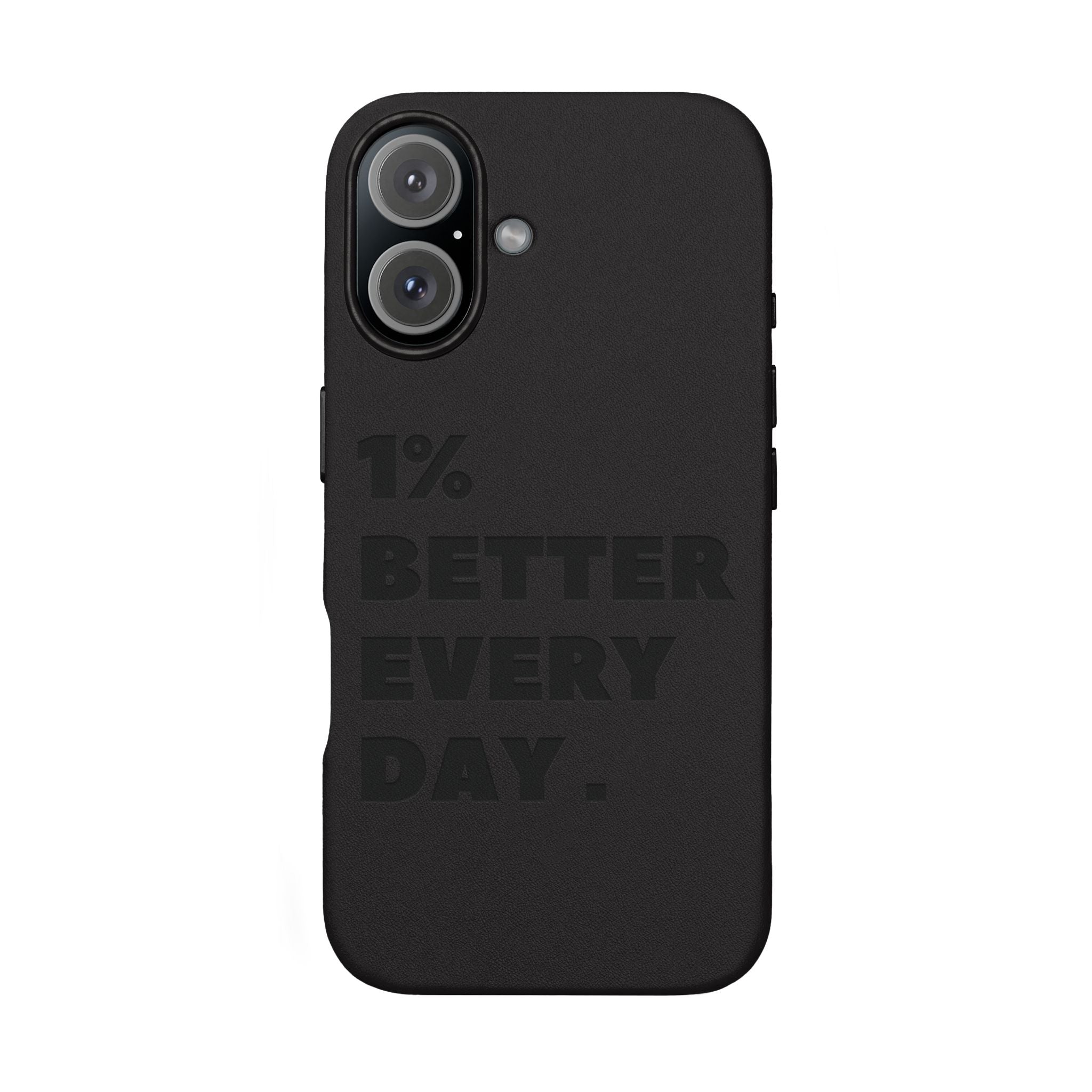 "1% Better Every Day" PU Leather Phone Case — Embossed Motivational iPhone Cover