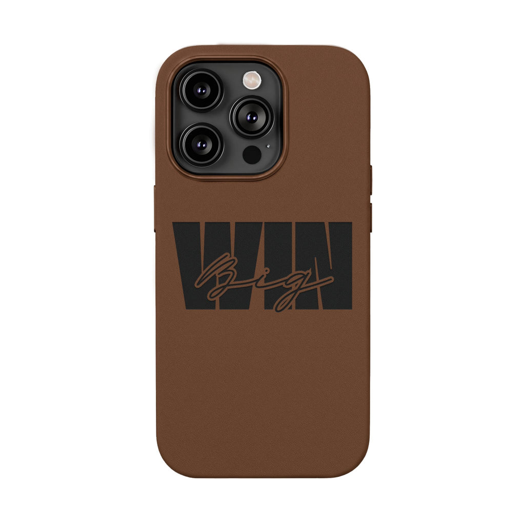 Engraved PU Leather Phone Case—Brown Signature Stripe Design