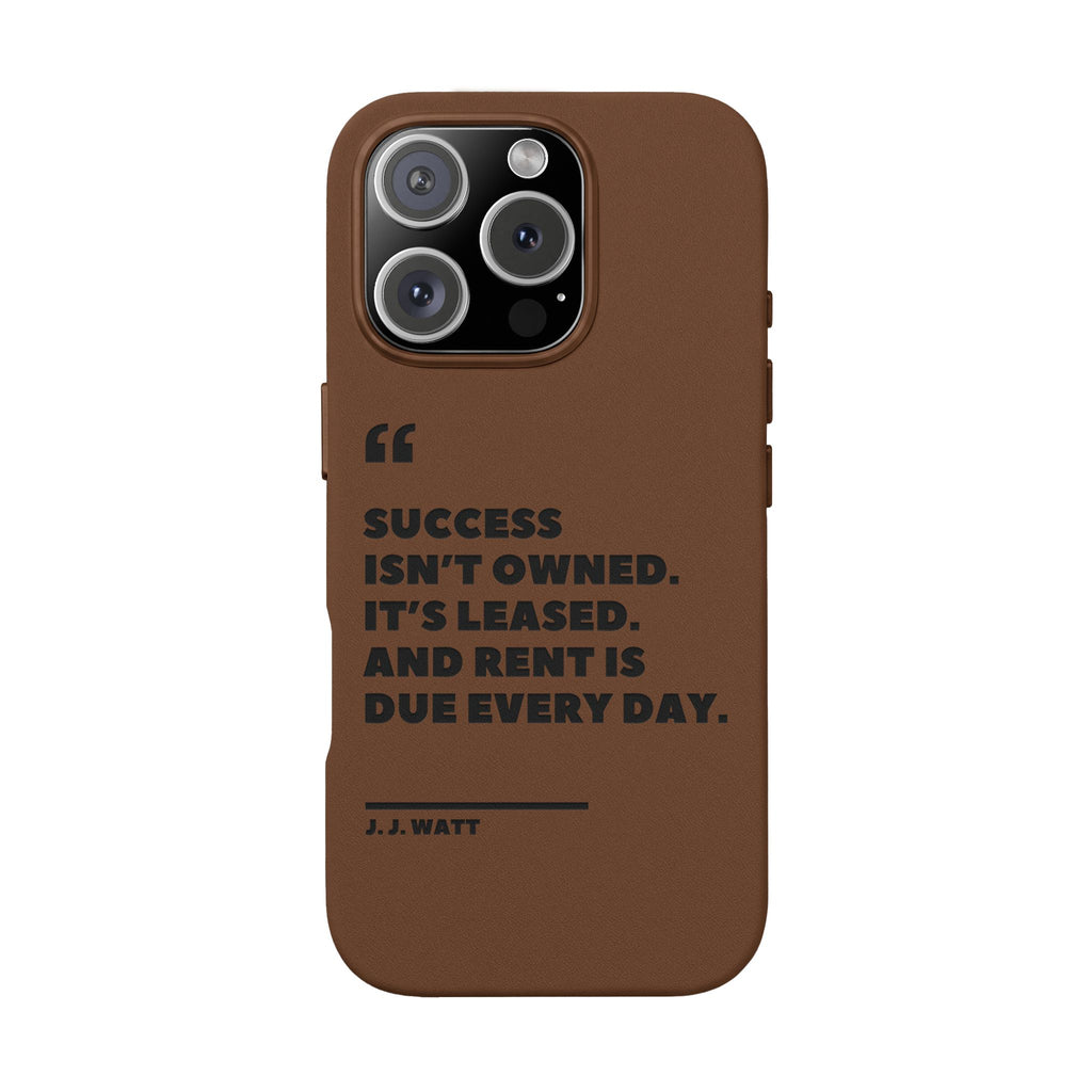 "Success Isn't Owned" Engraved PU Leather Phone Case