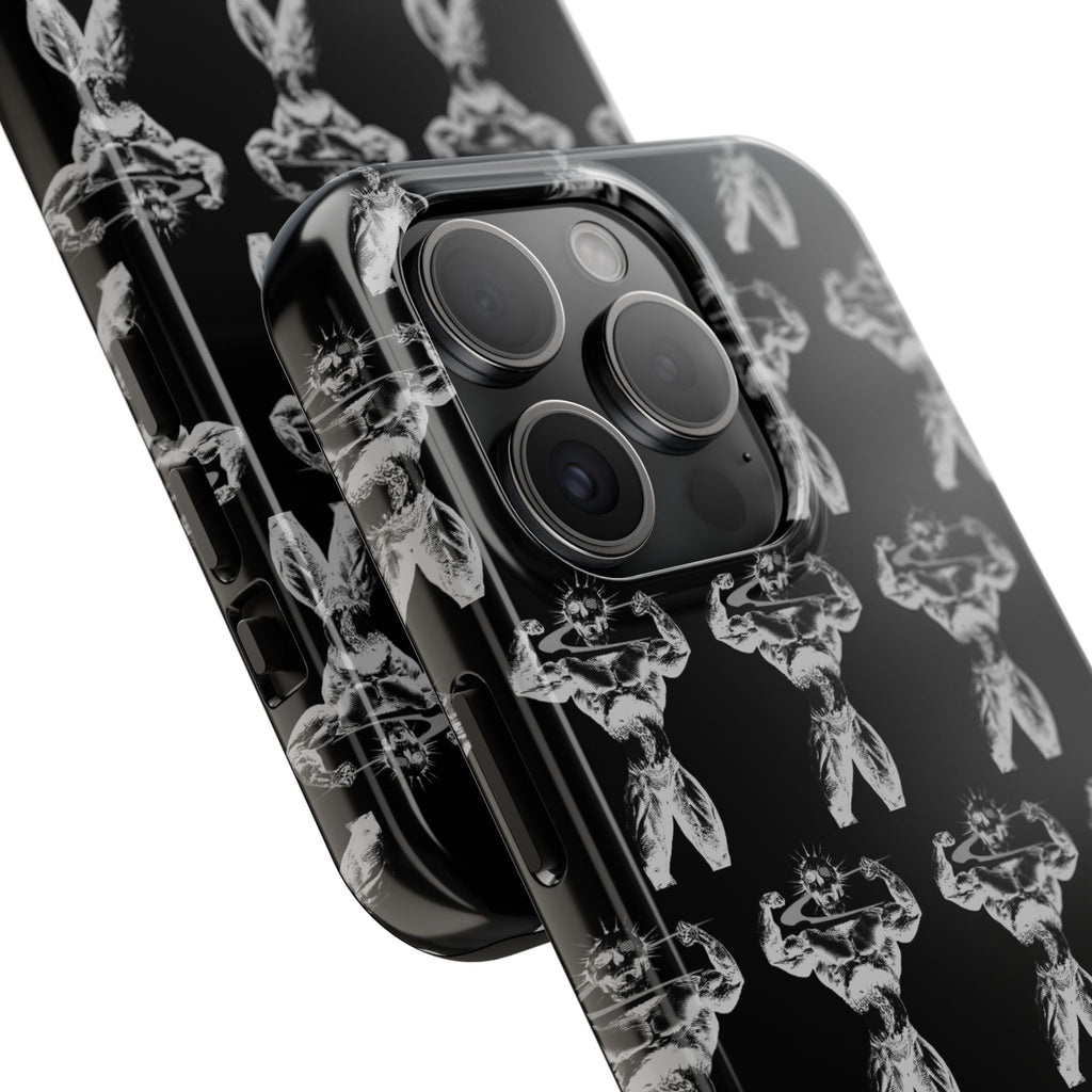 Black Tough Phone Case with White Moth Pattern — Protective iPhone Case, Gothic Nature Vibe