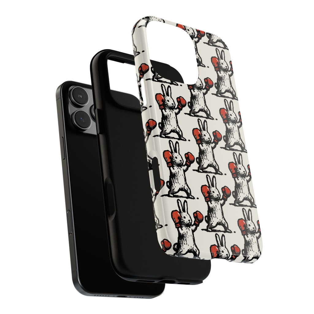 Playful Boxing Bunny Pattern Tough iPhone Case