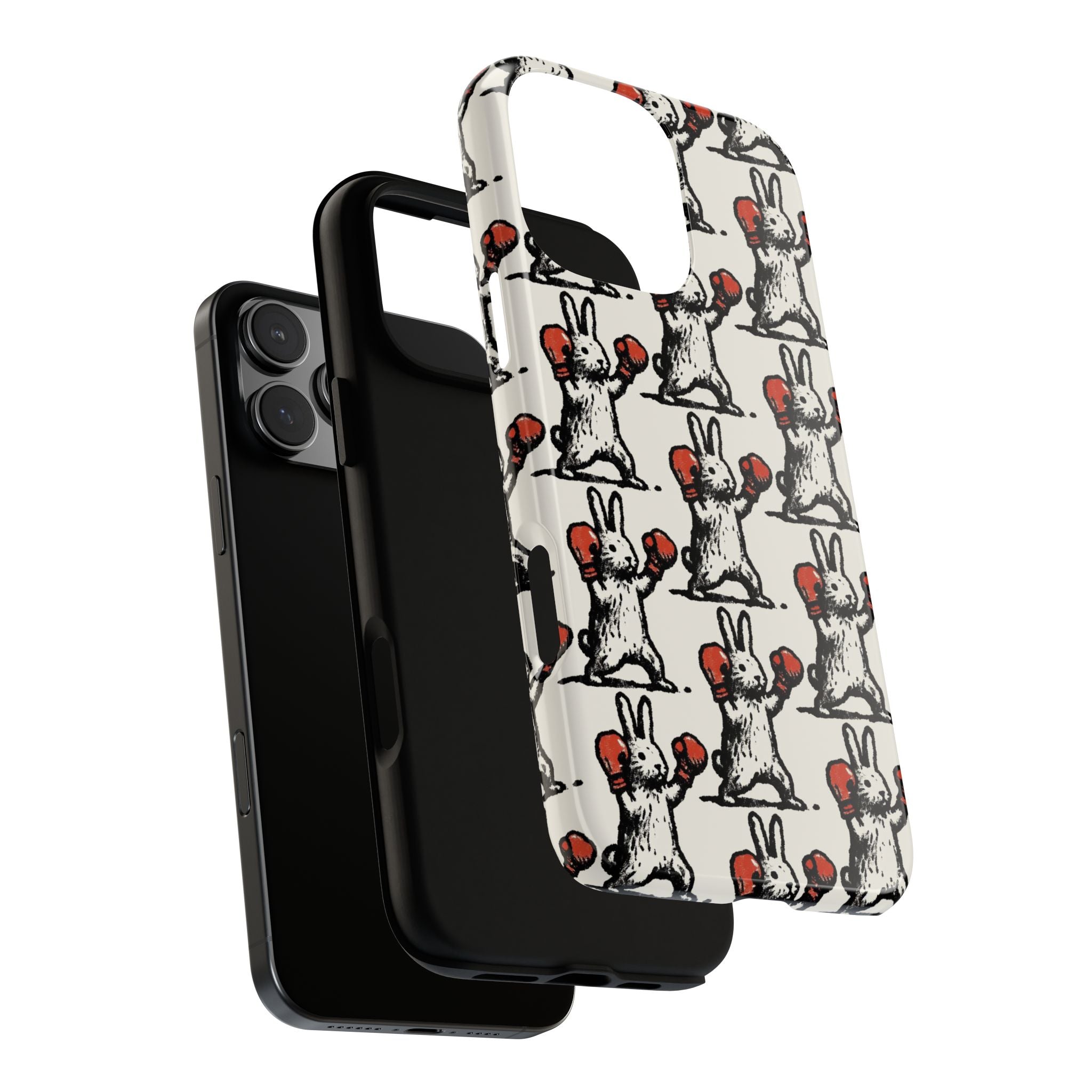 Playful Boxing Bunny Pattern Tough iPhone Case