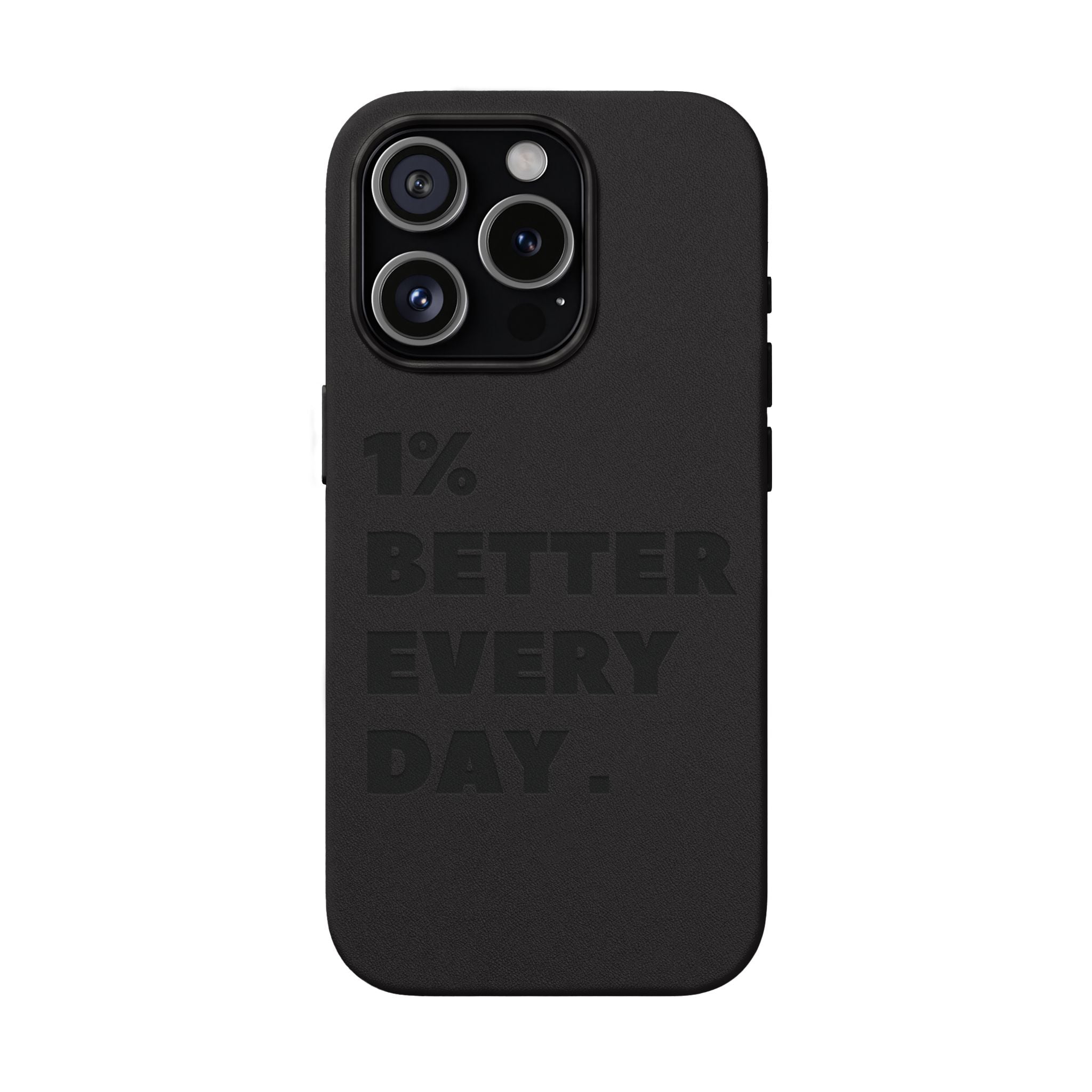 "1% Better Every Day" PU Leather Phone Case — Embossed Motivational iPhone Cover