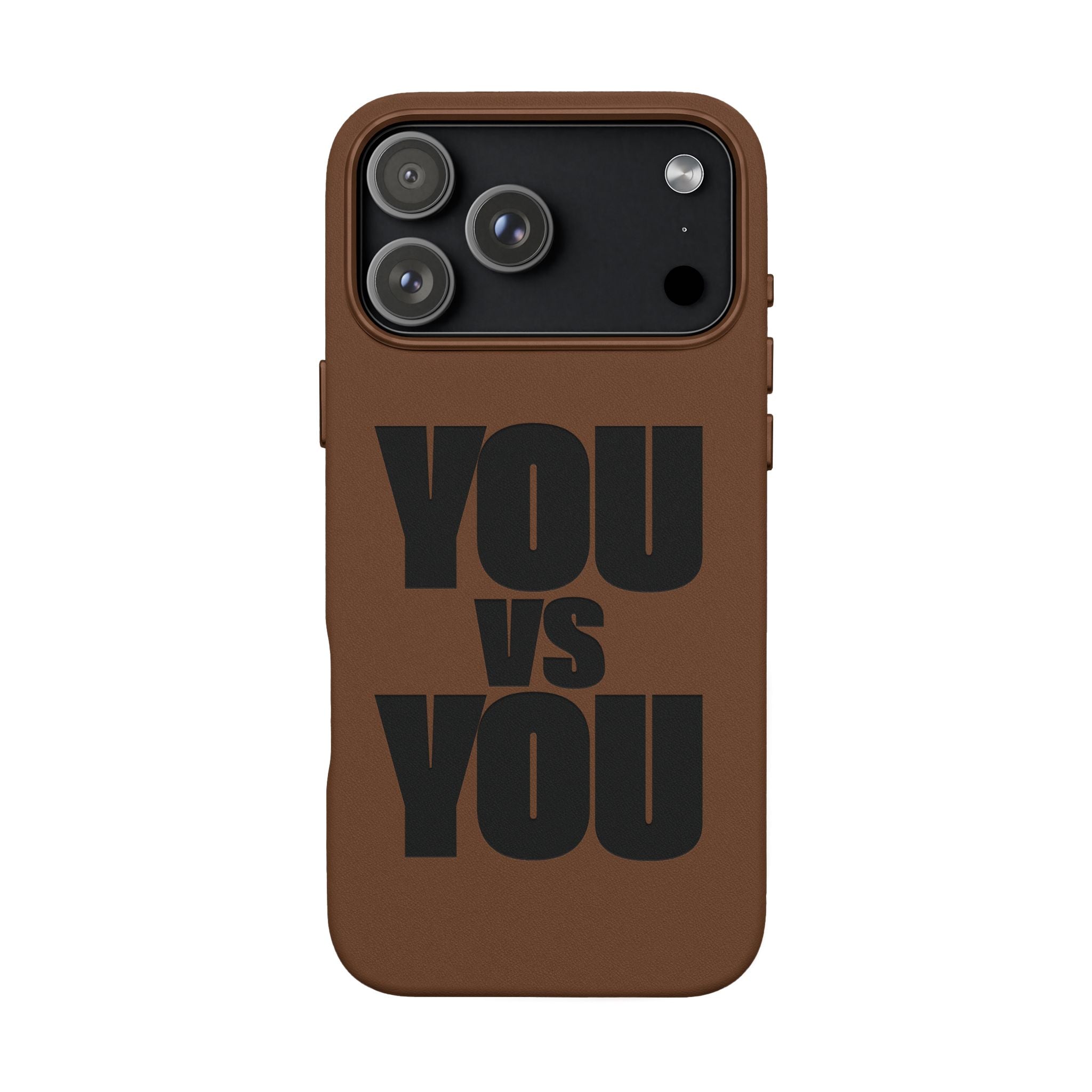 "YOU vs YOU" Engraved Motivational Case —PU Leather Phone Case