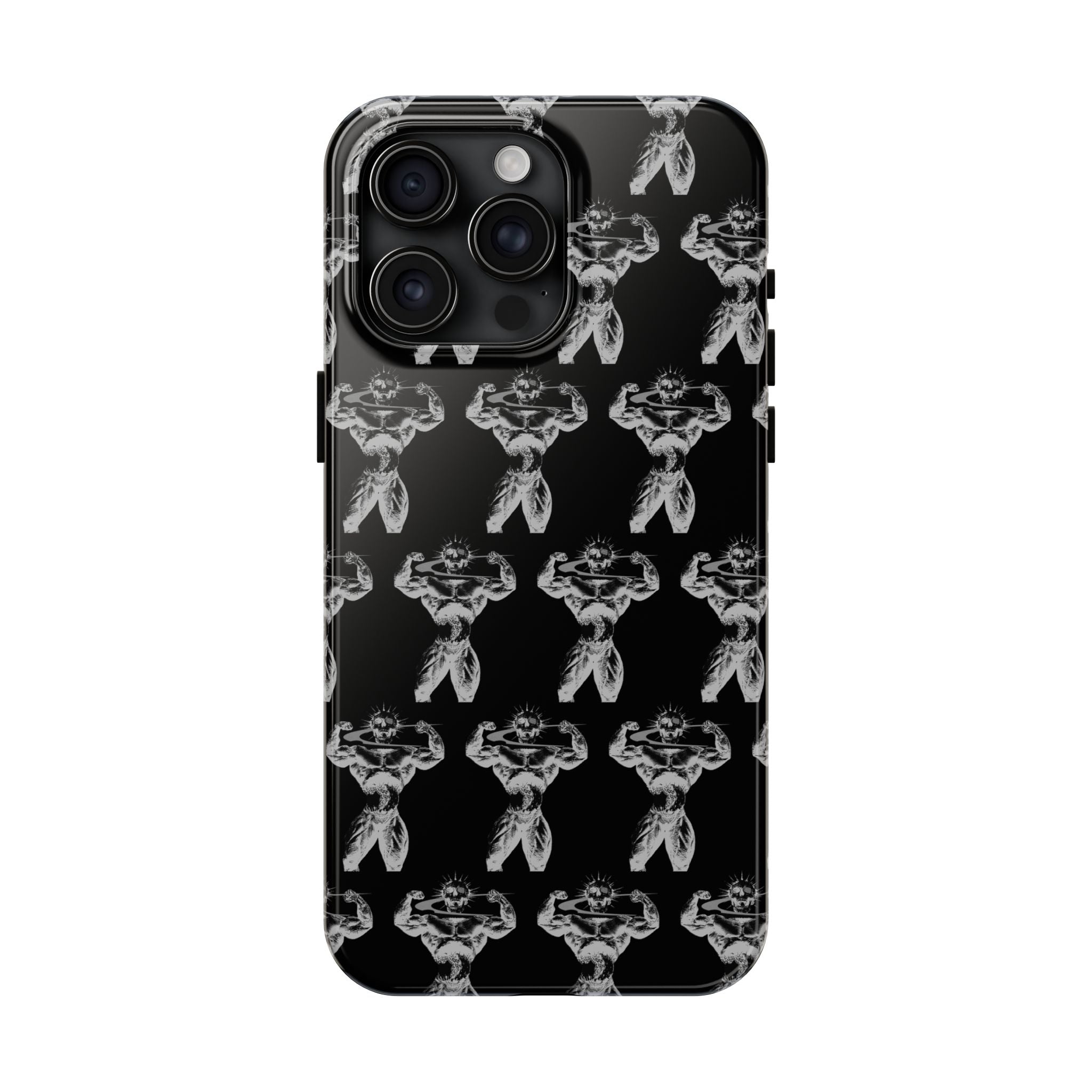 Black Tough Phone Case with White Moth Pattern — Protective iPhone Case, Gothic Nature Vibe