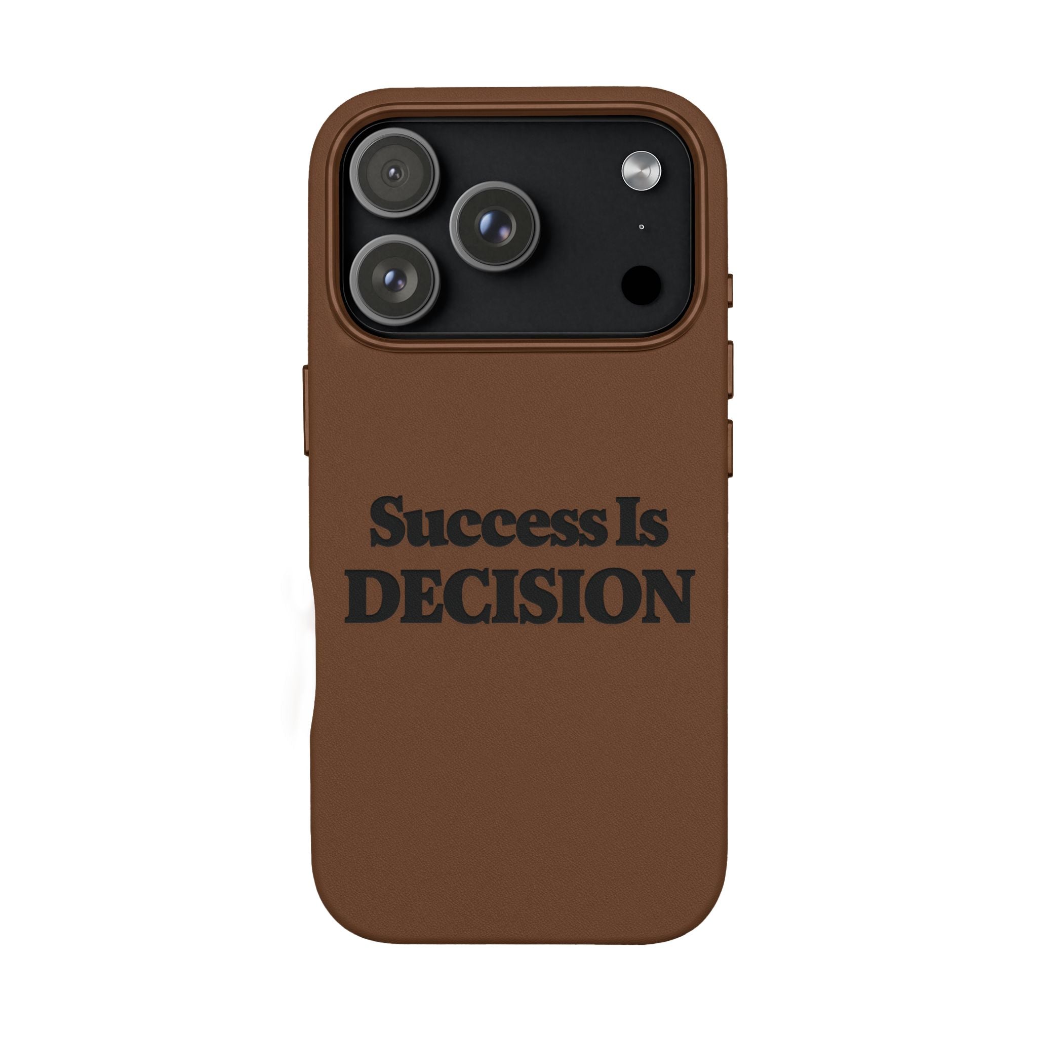 "Success Is Decision" Engraved Motivational Cover —PU Leather Phone Case