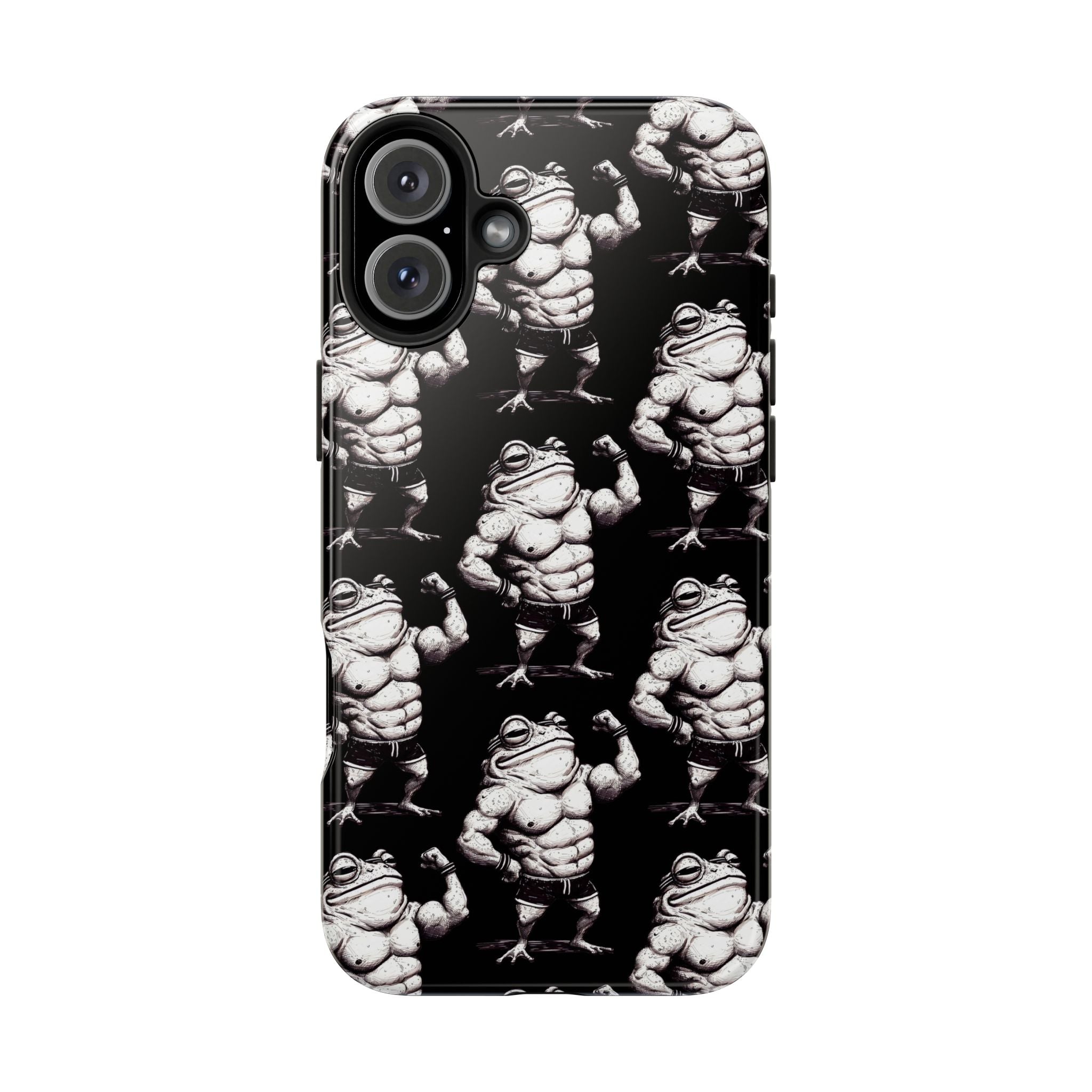Frog Muscle Pattern Phone Case — Tough Black Protective iPhone Cover