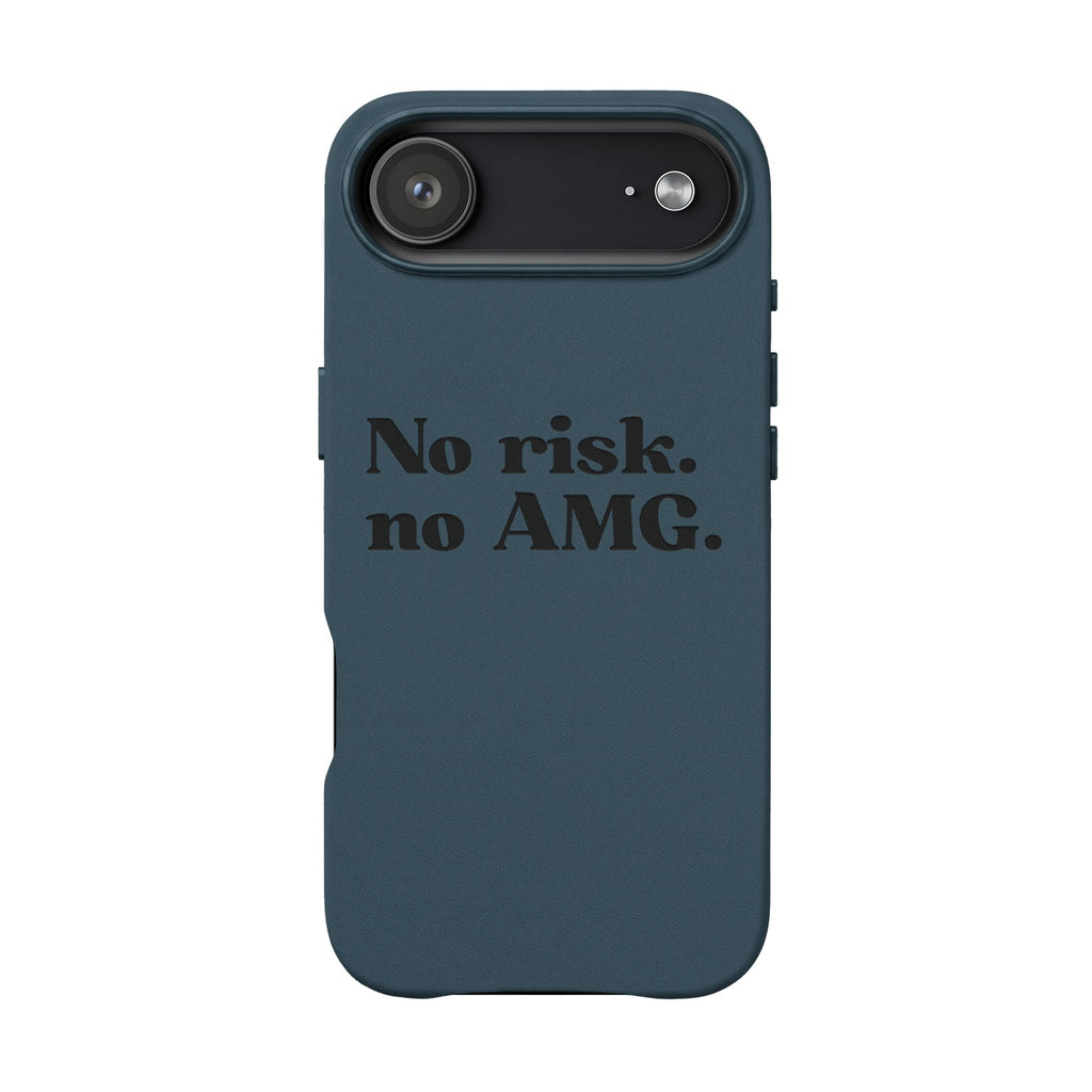 Engraved “No risk. no AMG.” Brown PU Leather Phone Case