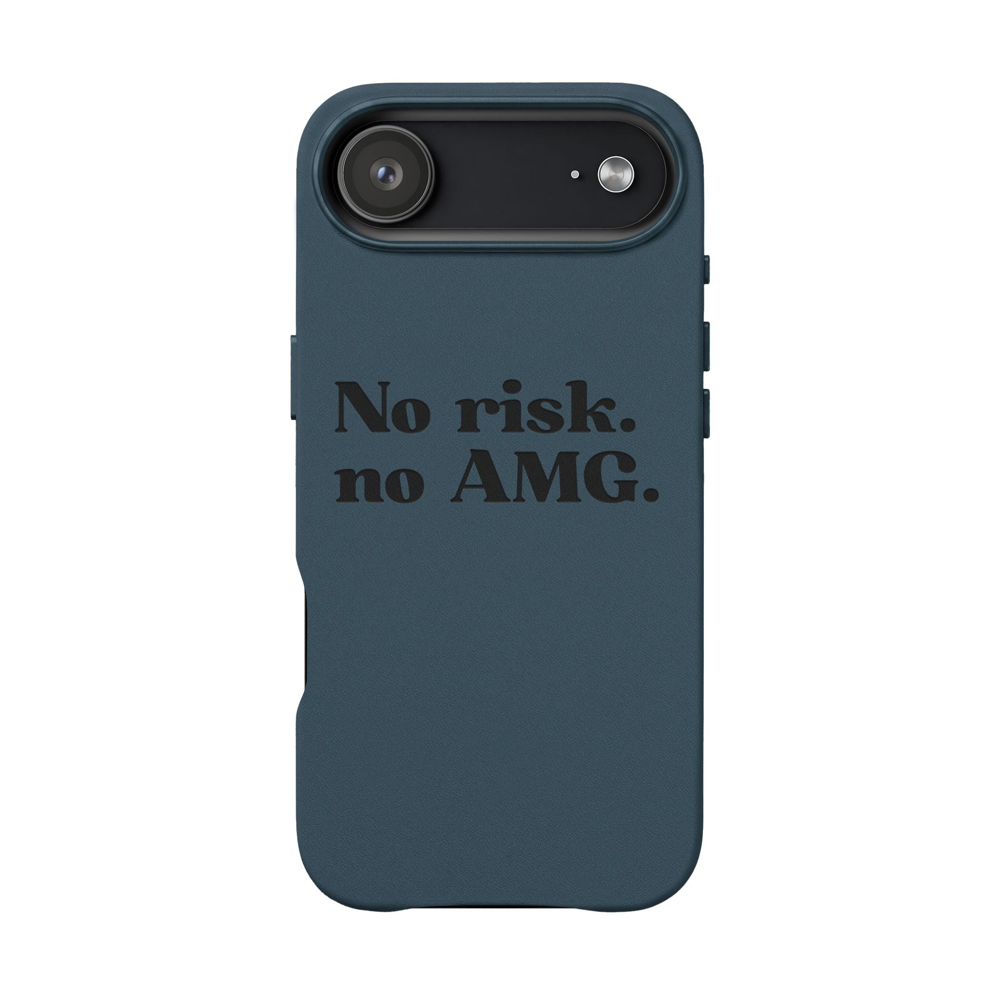 Engraved “No risk. no AMG.” Brown PU Leather Phone Case
