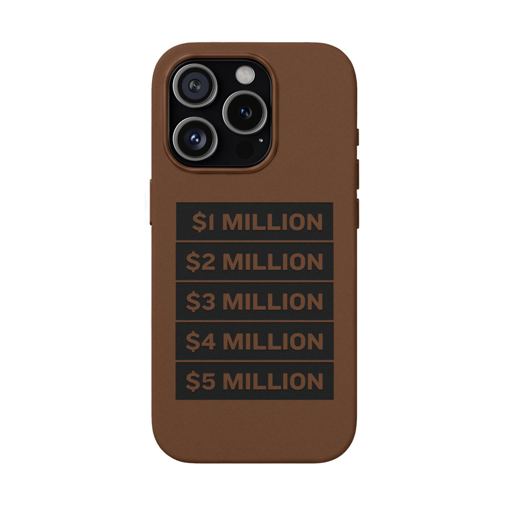 Stacked Milestones (1M–5M) —Engraved PU Leather Phone Case