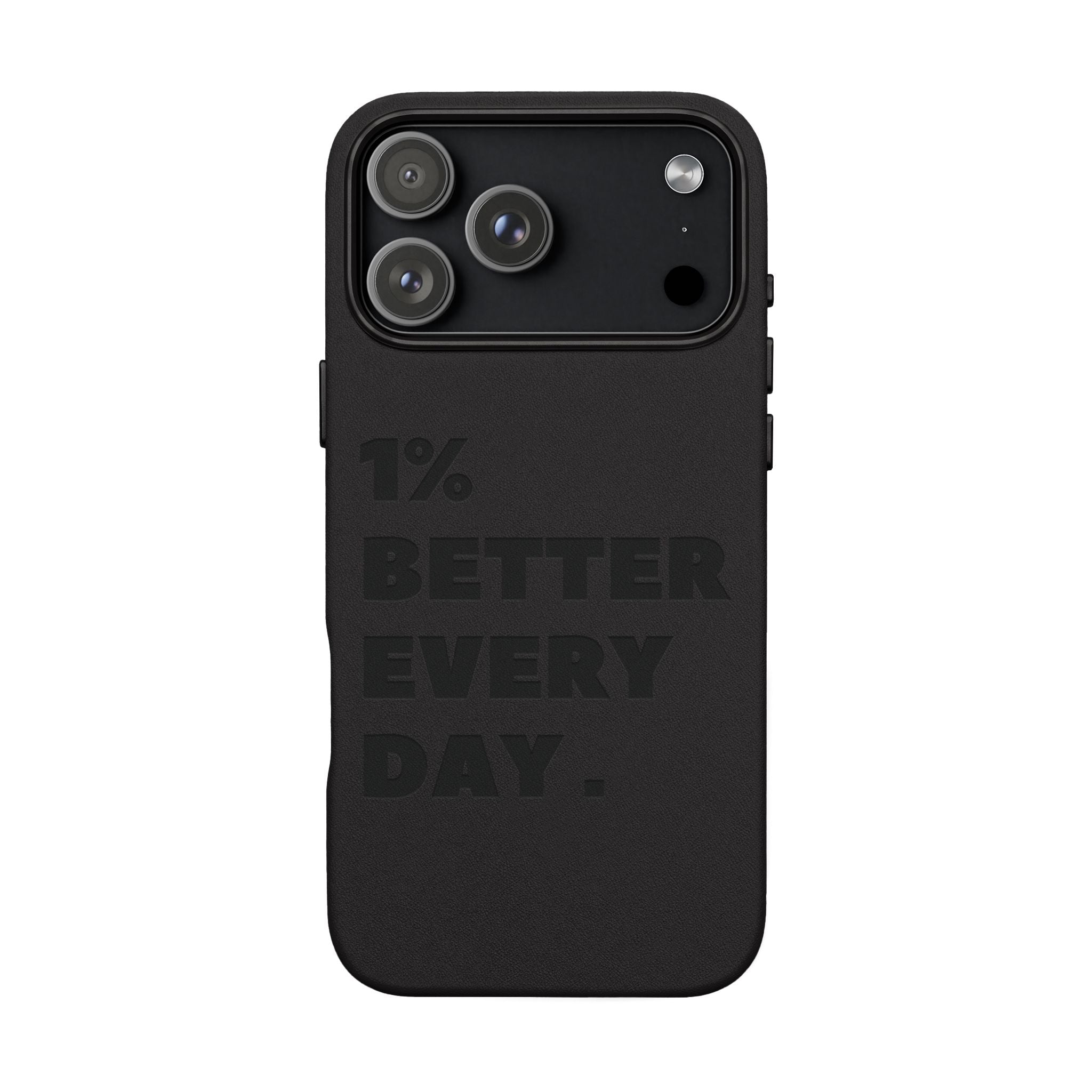 "1% Better Every Day" PU Leather Phone Case — Embossed Motivational iPhone Cover